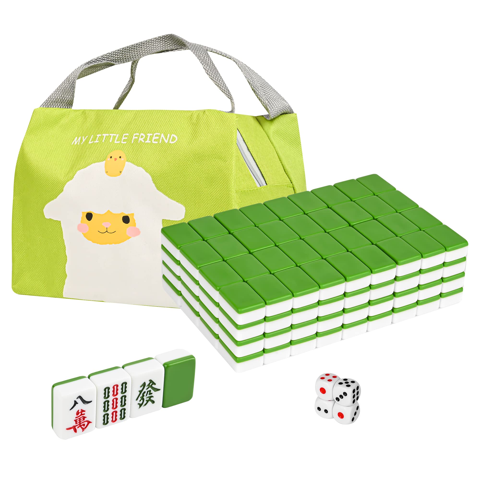 IWUTEFET 144-Tile Standard Mahjong Set - Portable Travel Game With Case, Racks & Dice - View #10