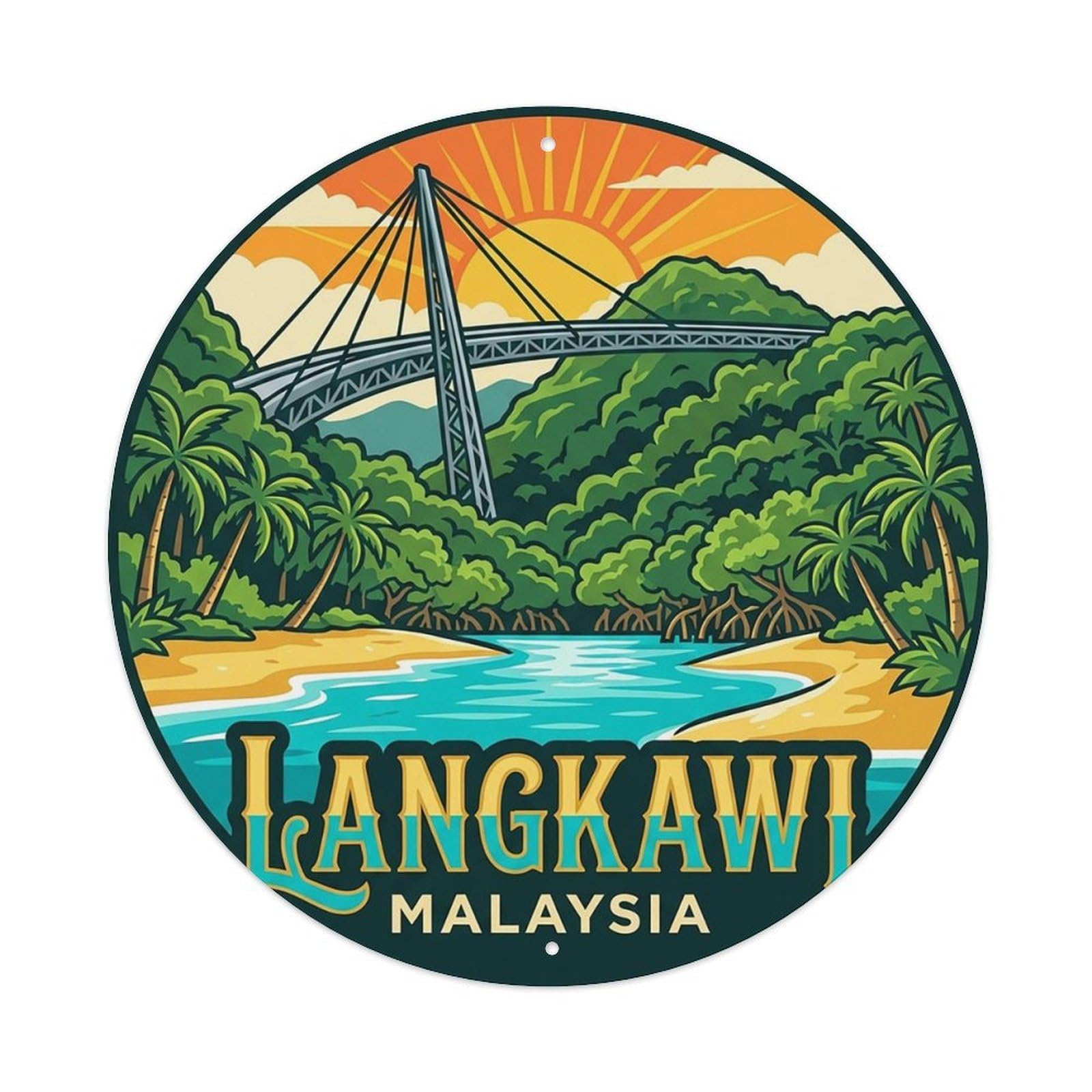 Malaysia Retro Travel Langkawi Vintage Metal Tin Sign Plaque Wall Decor for Cafe, Club Bar, Office, Garden Metal Poster 8x8Inch