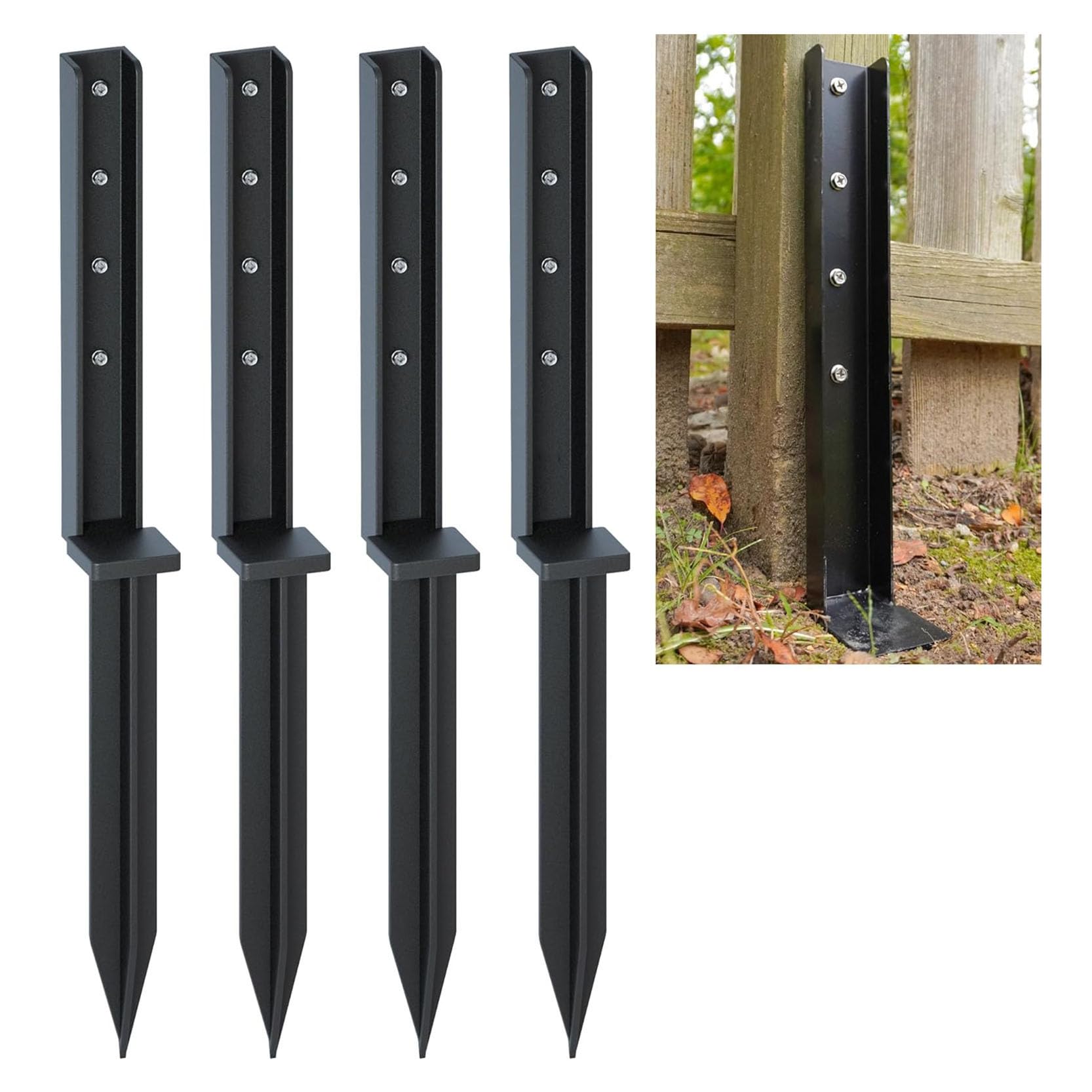 LQSYBHD Heavy Duty 81 CM Fence Post Repair Stakes Fence Post Repair Heavy Duty Fence Post Anchor Post Stake Ground for Deck Porch Mailbox for Tilted Broken Wooden Fence Posts(Size:4pcs)