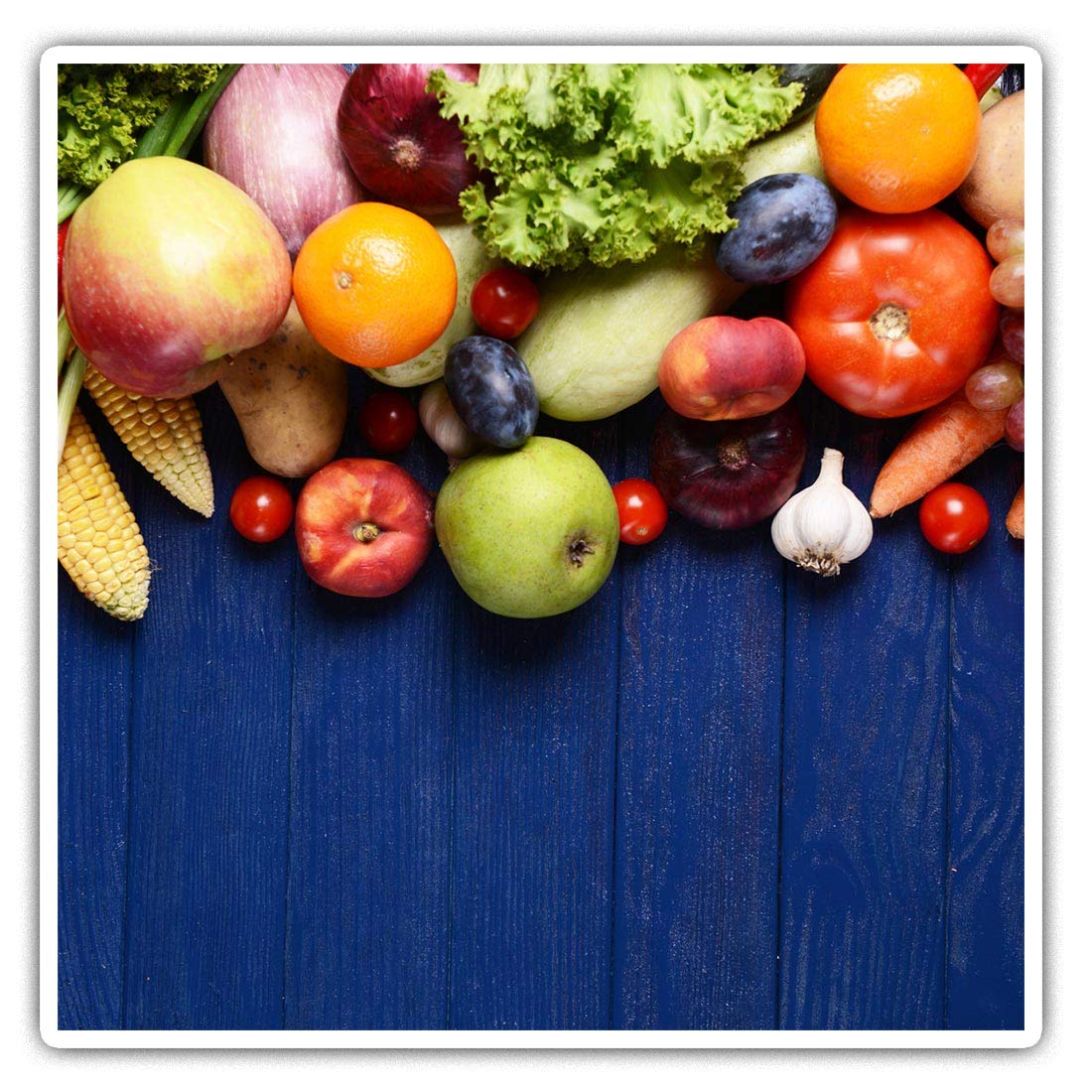 Square Stickers (Set of 2) 10cm - Fruit & Vegetables Healthy Eating Food Laptop Tablet Luggage Scrapbook #16067