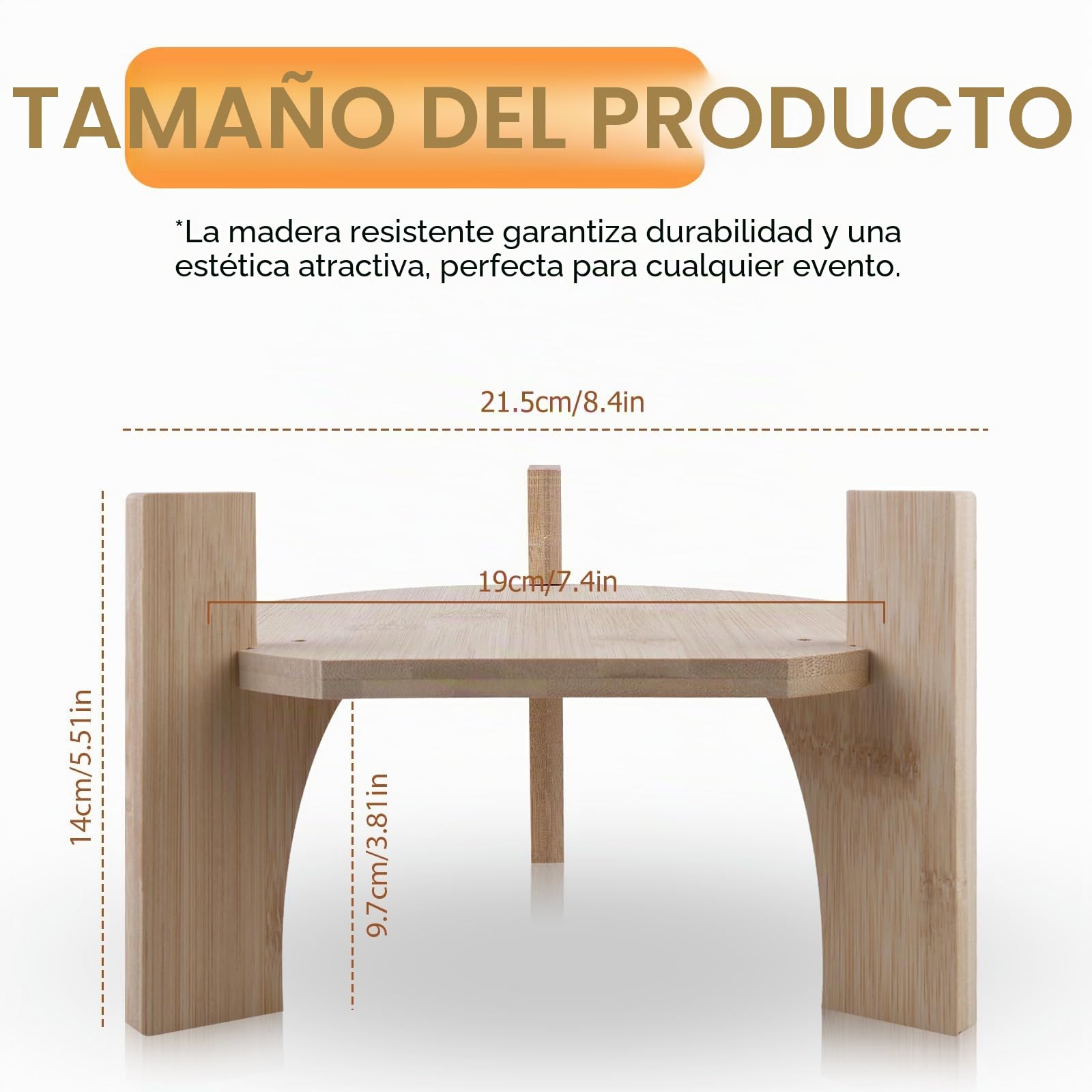 Soporte de madera para dispensador de bebidas, cristal y tapas, para pícnics, celebraciones y bodas (21,5 cm)