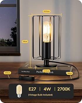 Black Modern Desk Lamp Industrial Bedside Lamp For Bedroom Office