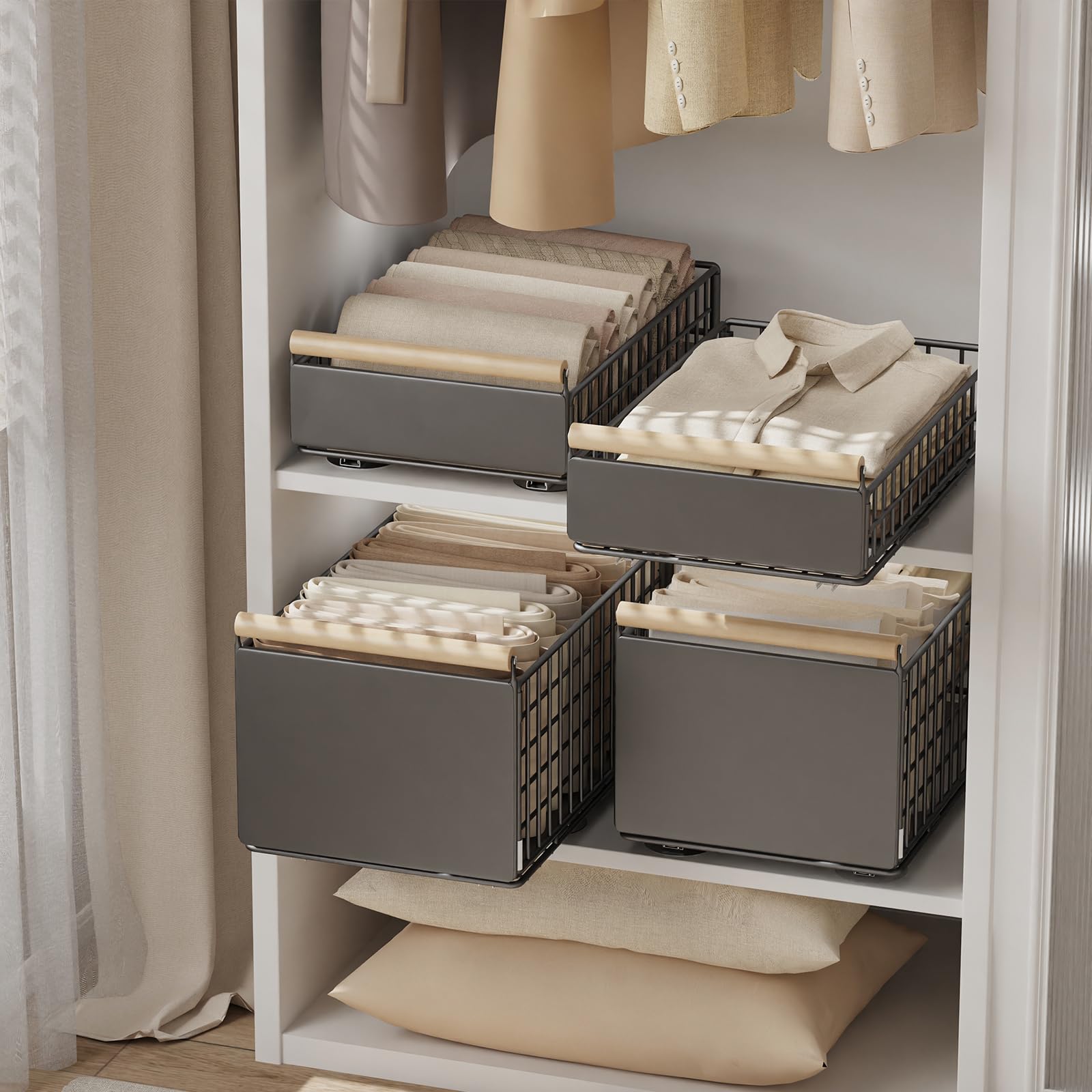 Cassetti Estraibili per Cucina, Cestelli, Organizer Sottolavello, Organizzatore con Nanofolie Autoadesiva, Mobile Armadio, Senza Necessità di Forare e Inchiodare, 2 Pack, 39.5×23.5×19.5cm