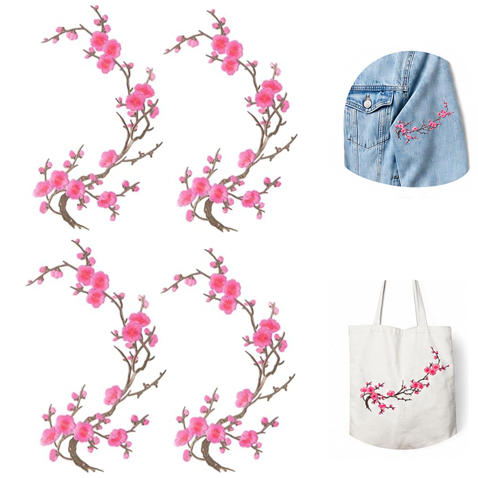 Photo 1 of MSOSRIR 4 Pack Pink Sakura Embroidery Patches