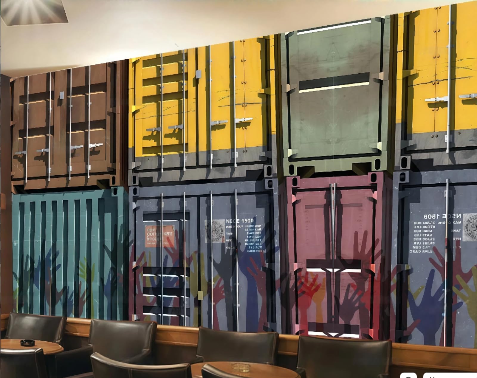 Tapeta Retro Nostalgiczne Malowane Graffiti Pojemnik Na Żywność Catering Bar Napoje Sklep Tło Ściana Zachodnia Restauracja Tapeta Kawa Mural, 3D, 150 x 105 cm