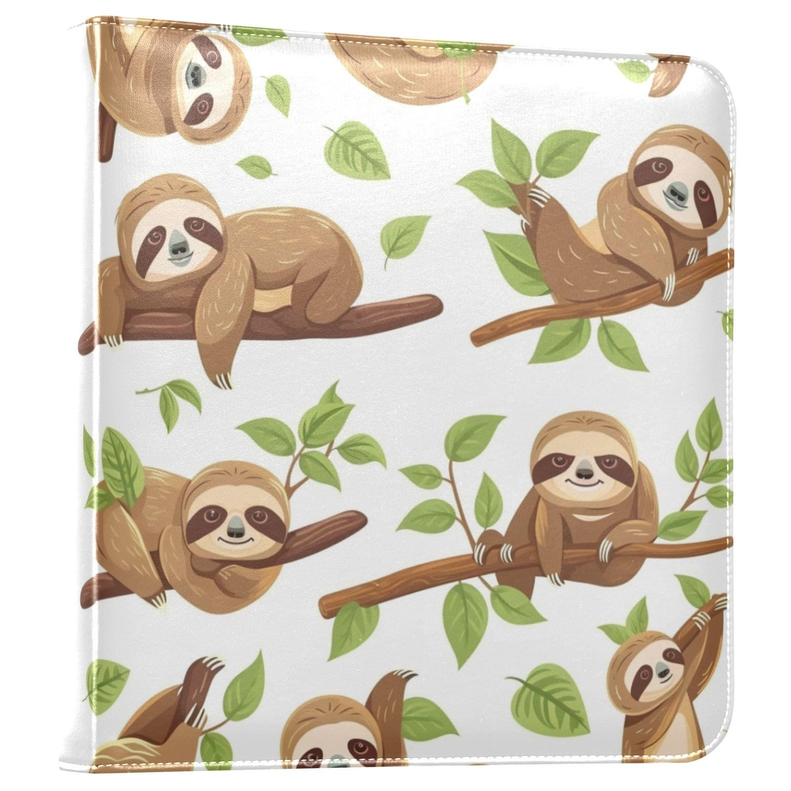 JIPONI Tree-climbing Sloth Large Photo Album, DIY Leather Cover Scrapbook Albums for 4x6 5x7 6x8 Pictures, Self Adhesive Memory Book for Wedding, Baby, Family