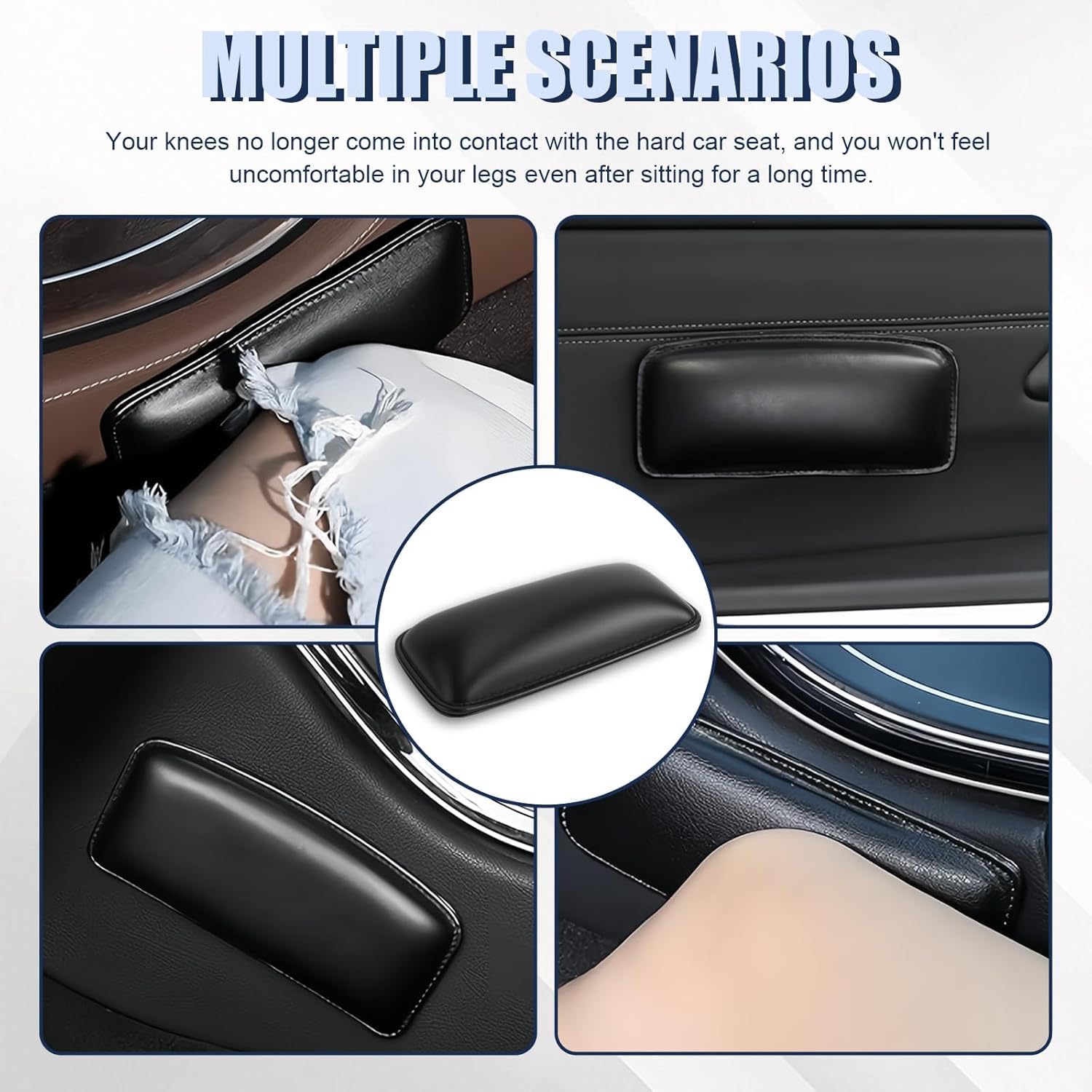Elvana Universal Car Console Knee Pads 2-Pack – Self-Adhesive Leather Leg Cushions & Door Armrest Pads | Driving Comfort Support for All Cars 4