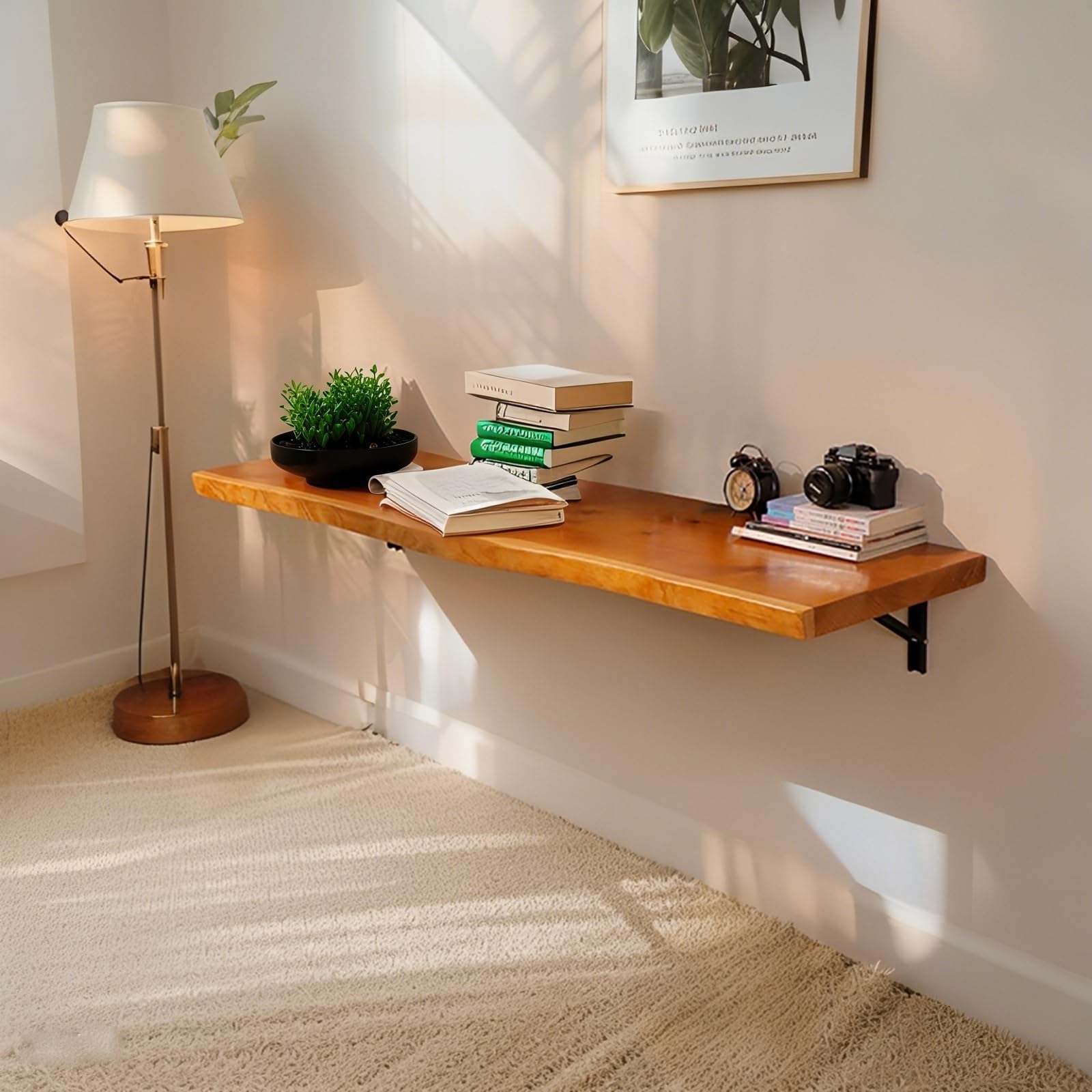 Wandklapptisch,Klapptisch Wand,Schreibtisch Klappbar Wand,Platzsparender Schwimmender Drop-Leaf Schreibtisch,Holz Wandtisch Klappbar,klapptisch Balkon Hängend,Geeignet Für Küche(100*45cm/39.3*17.7in)