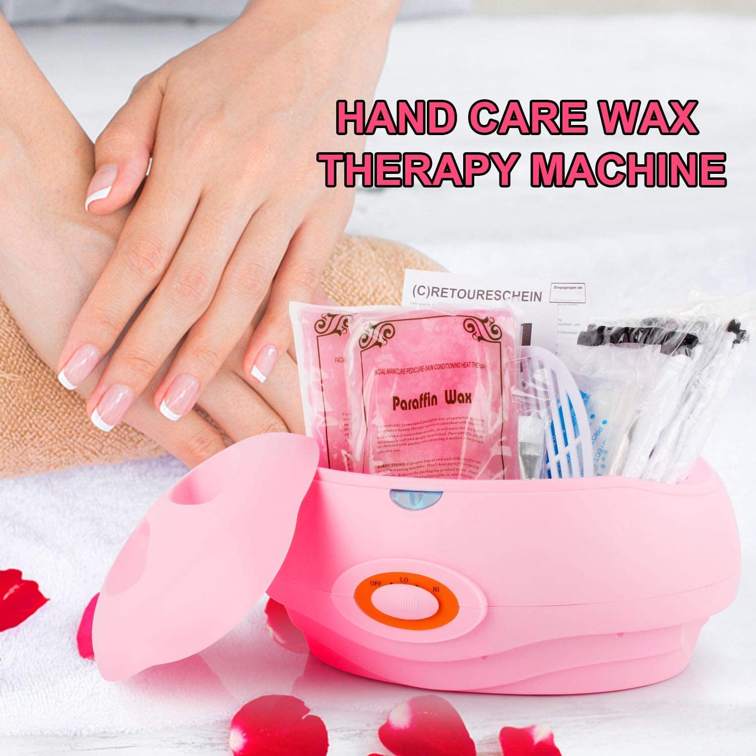 Gel di paraffina per mani e piedi, dispositivo di riscaldamento per bagno di paraffina Forever Speed con 900 g di cera di paraffina per mani e piedi idratanti e artrite calmante (rosa)