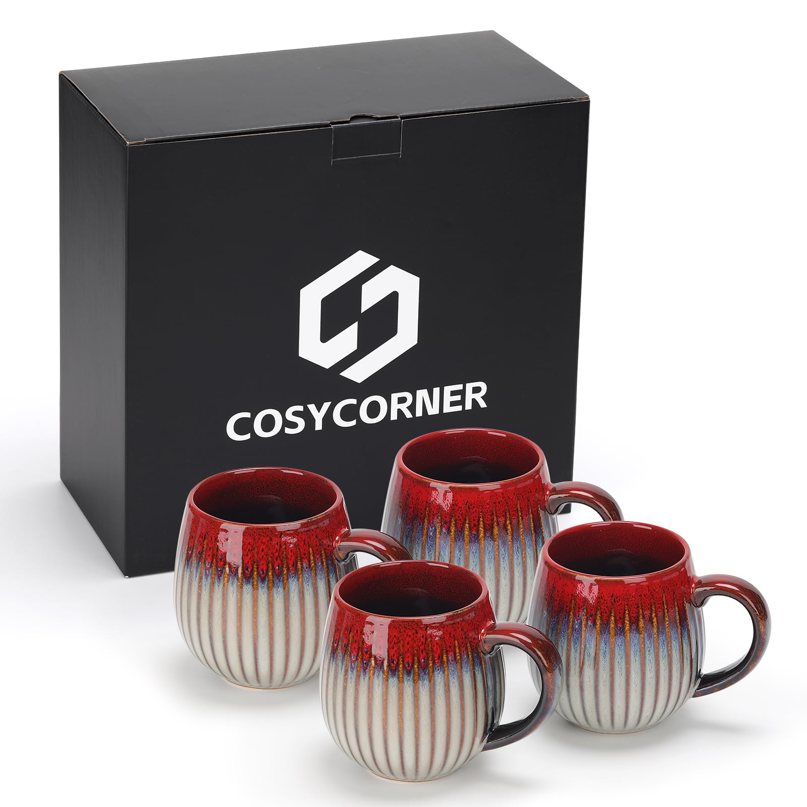 CosyCorner Keramik Kaffeebecher-Set, 500 ml Große Kaffeetassen für Zuhause und Büro, Keramiktasse für Kaffee & Tee（A×4 Stück）