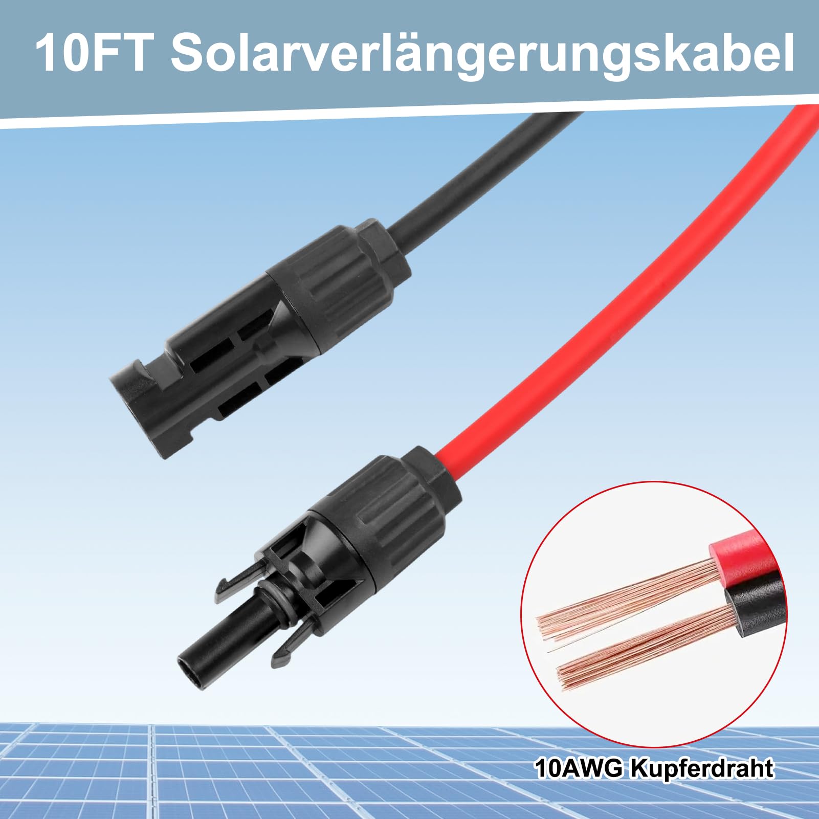 Passacavo solare per tetto impermeabile ABS doppio ingresso cavo 300 cm camper fotovoltaico