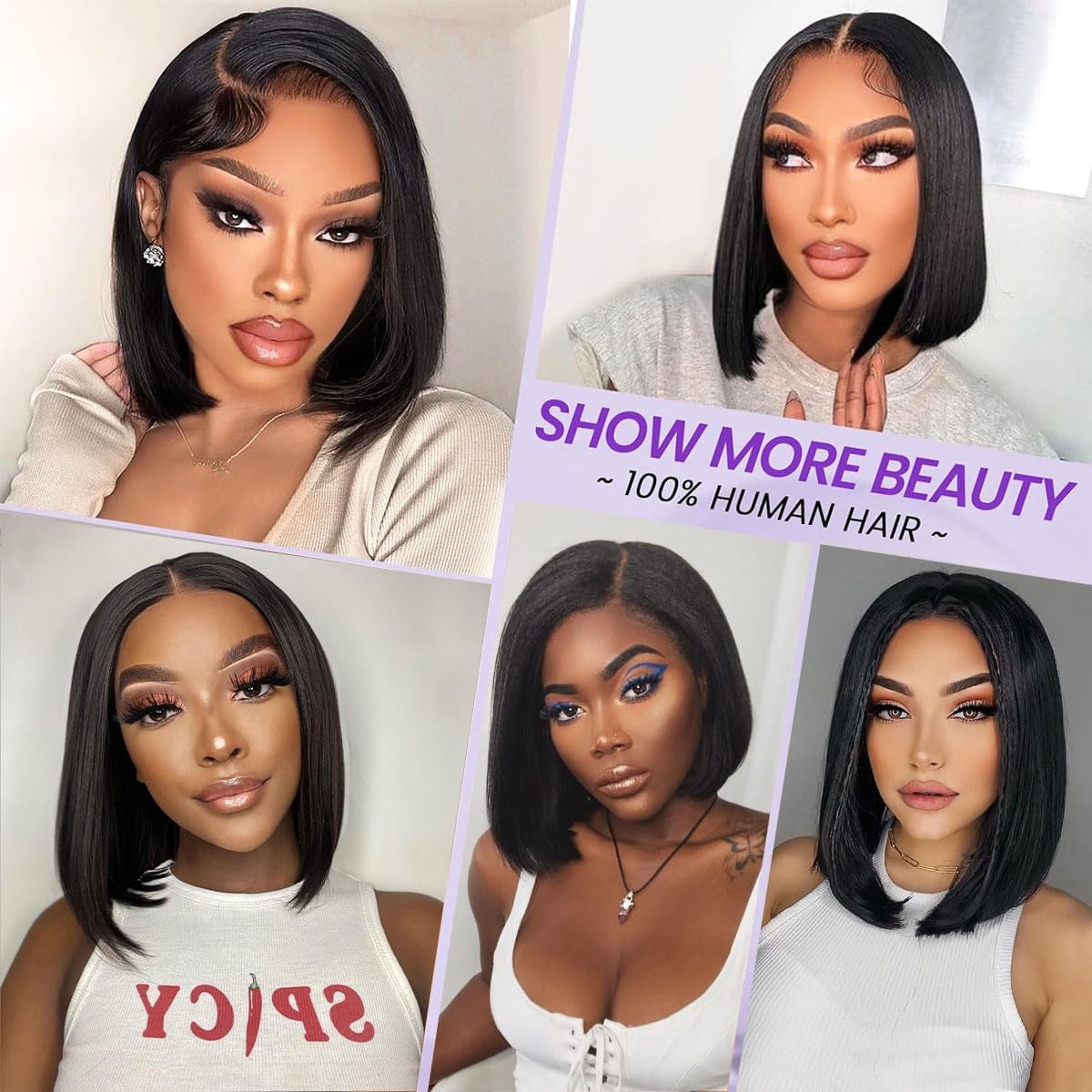 Bob Wig Human Hair 13x4 Frontal Lace Wig 12 Inch Straight180% Density HD Lace Front Wigs Human Hair Pre Plucked Bob Wigs for Women Natural Black - Image 3