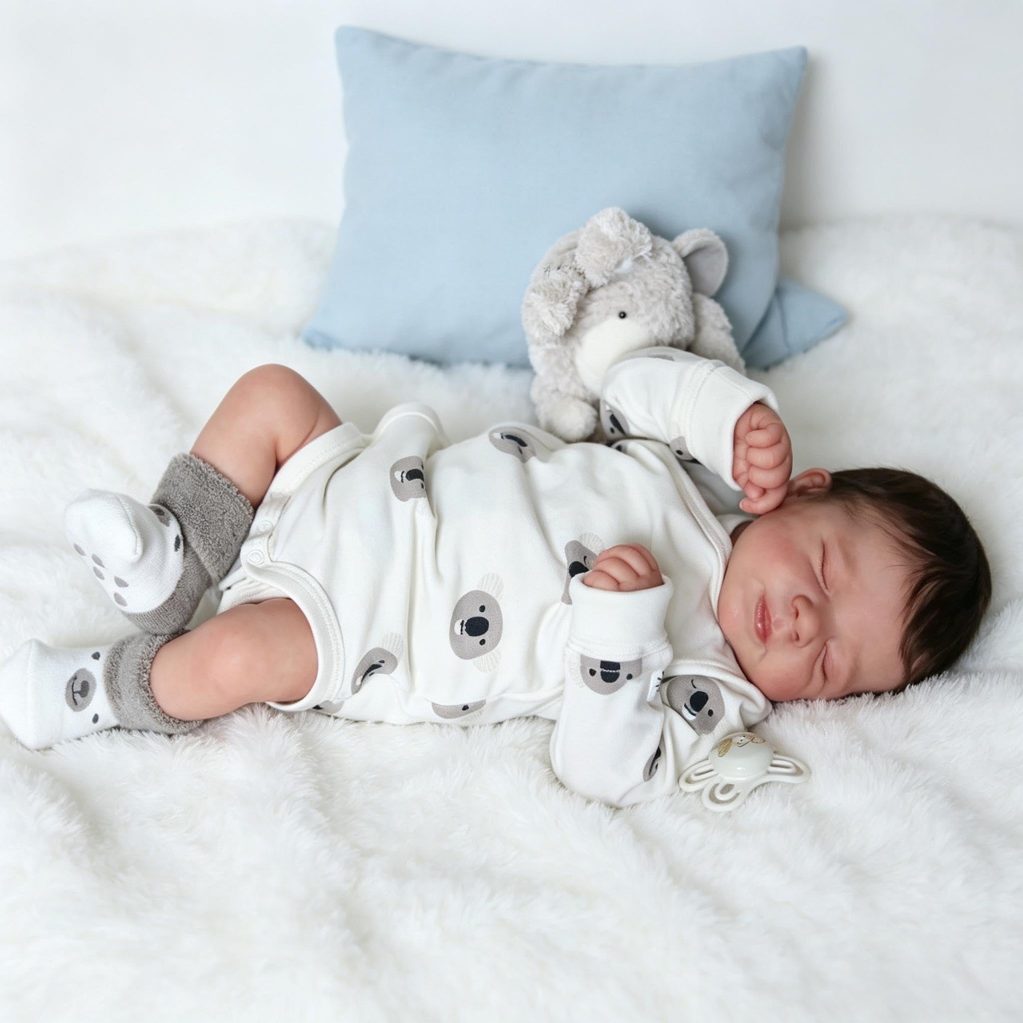RXDOLL Realistyczne lalki Reborn Baby Dolls silikonowe na całe ciało dziewczyna 45 cm śpiące realistyczne lalki noworodka, ręcznie robione w pełni silikonowe lalki niemowlęce, Reborn Babies na Boże