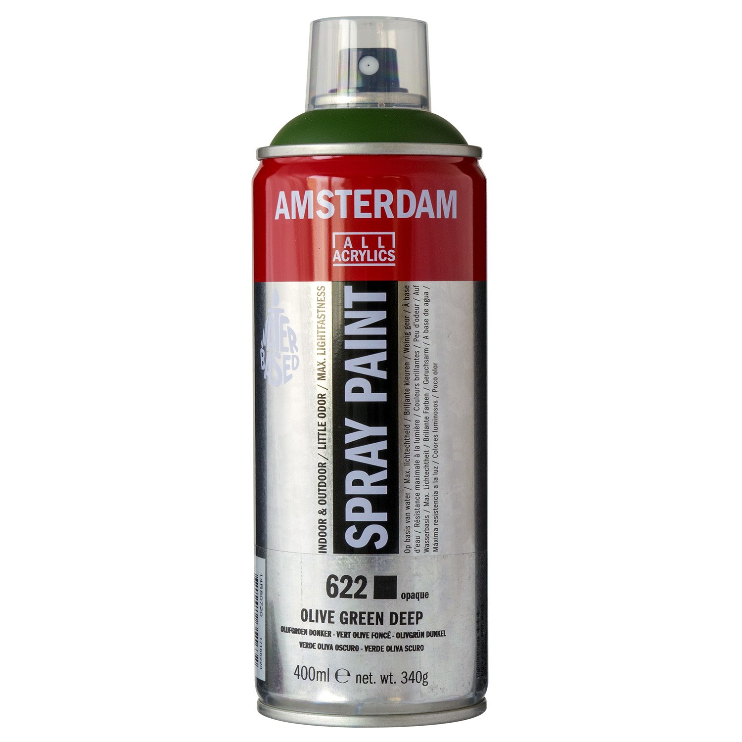 Amsterdam - Spray Paint 400 ml Olive Green Deep 622 - Opaque Lightfast Water-Based Formula