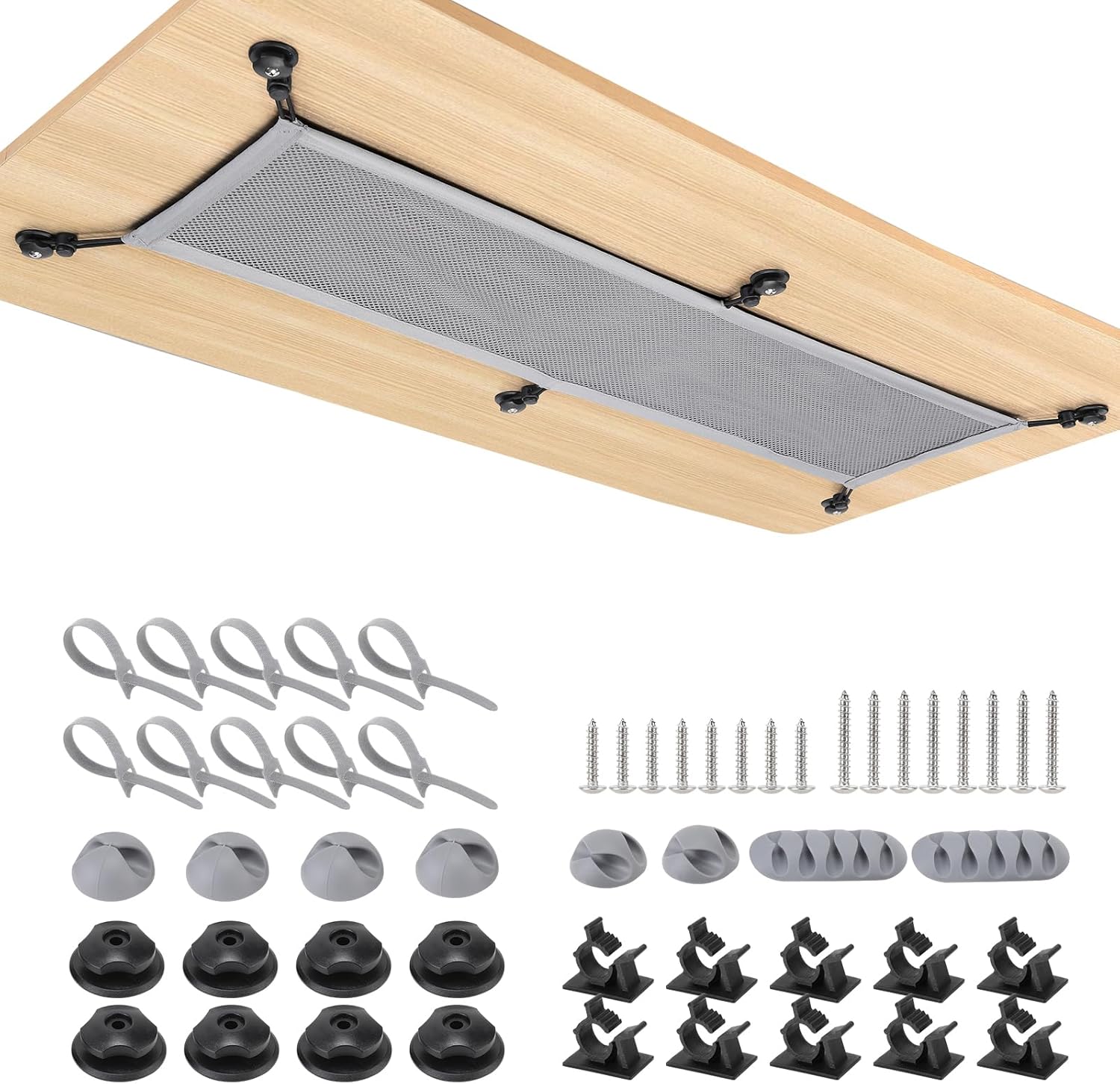 WurdeWindig Cable Management Net, Cable Manager Kit,Flexible Under Desk