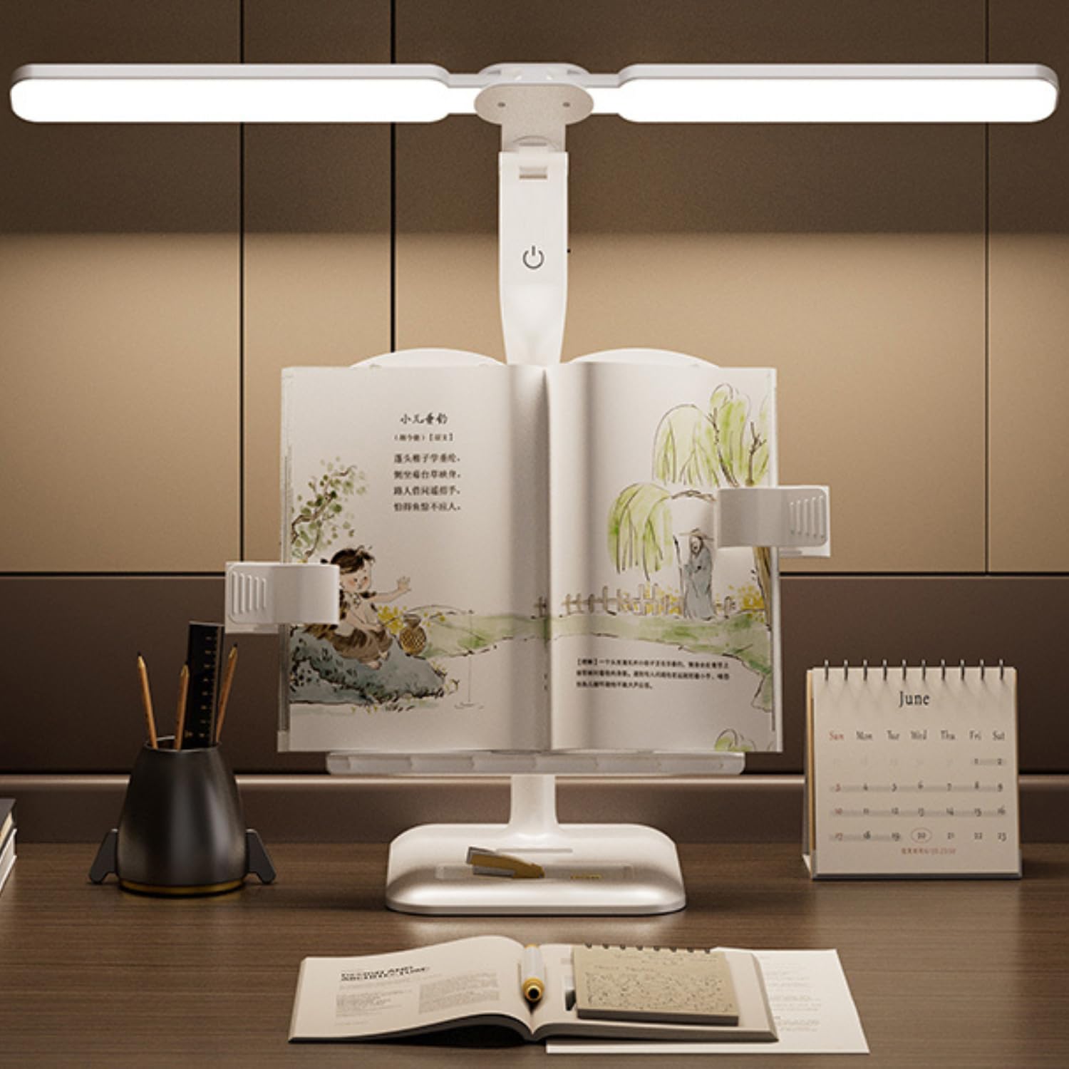 NYRWANA Table Lamp for Study Room | 3 Modes Touch Control LED Desk Lamp | Adjustable & Foldable Height Study Table Lamp | Lamp Light for Study | USB-C Rechargeable (White)