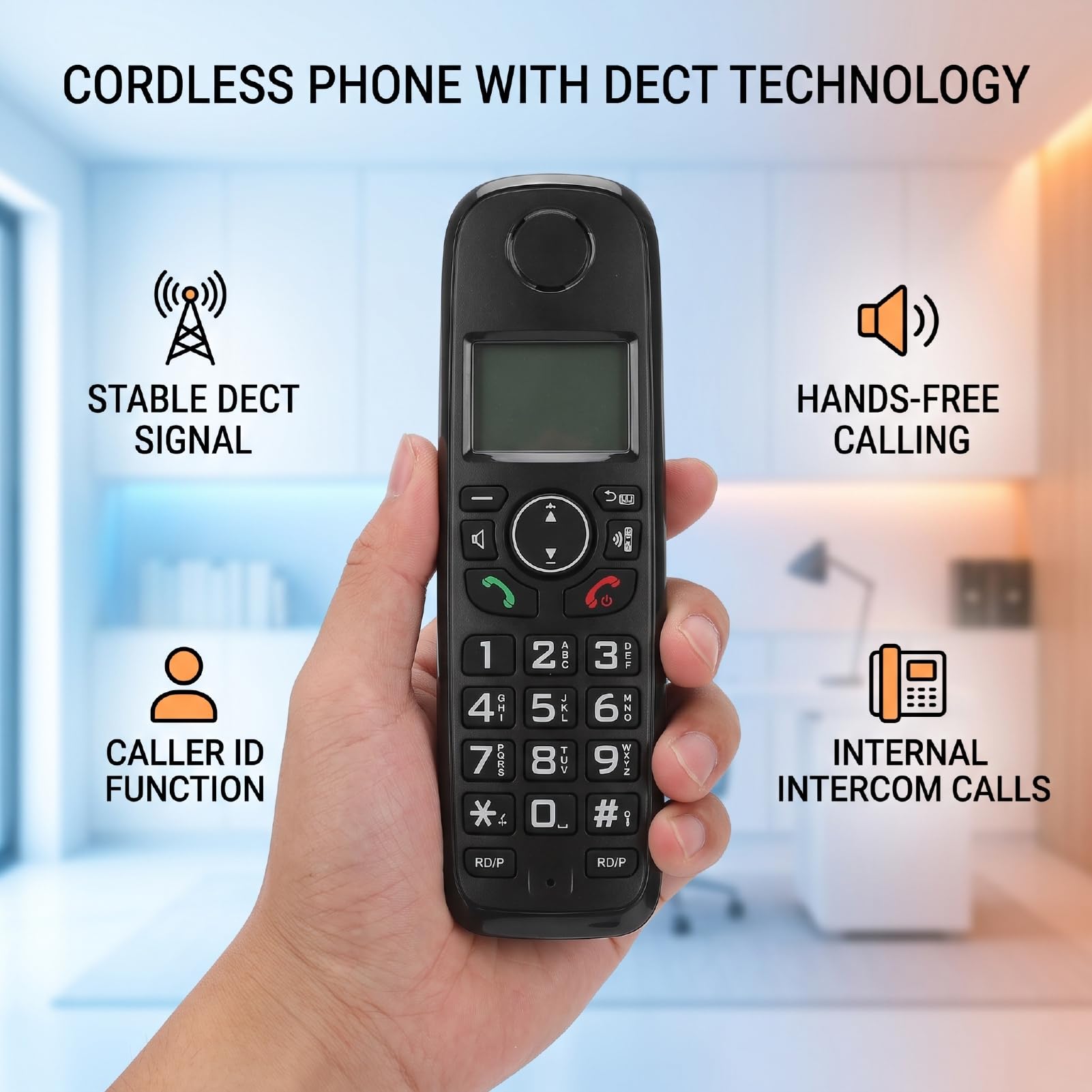 LICAEVEY Telefono Cordless Dect Espansione 5 Unità ID Chiamante Casa