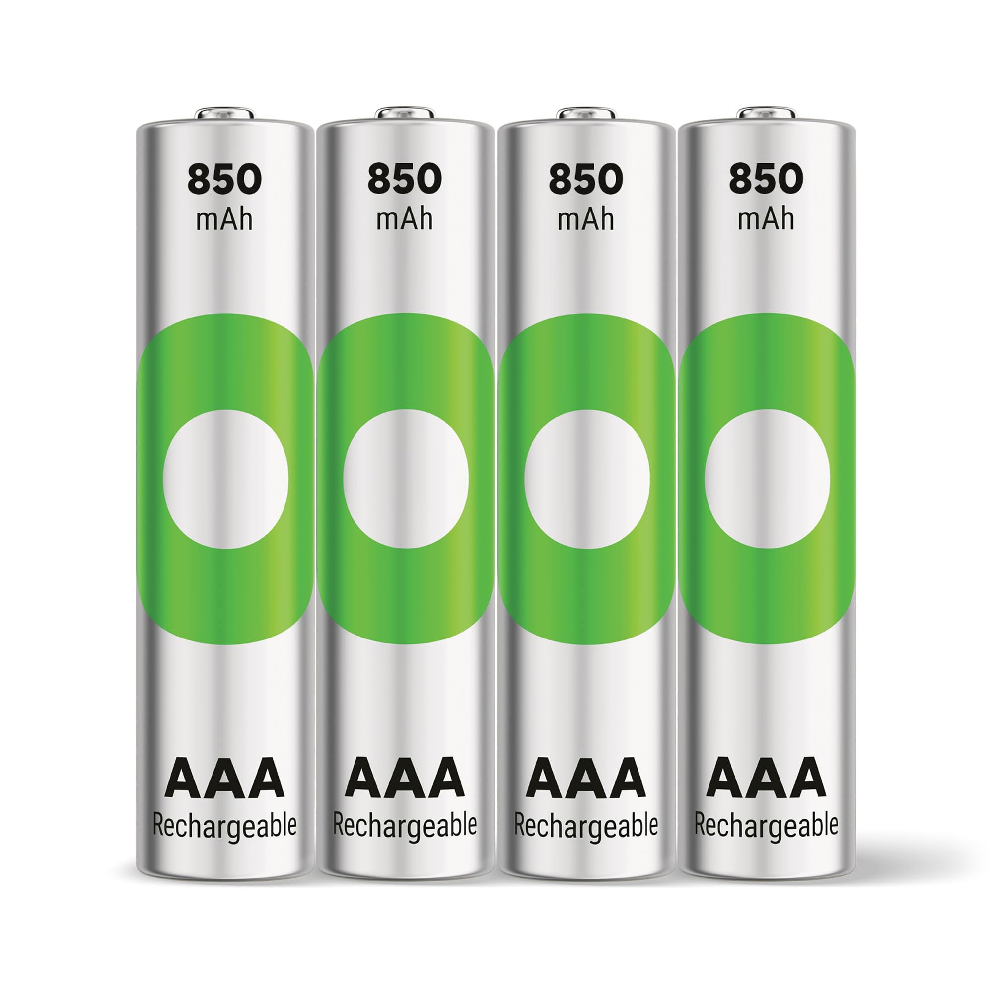 GP ReCyko AAA Battery NiMH 850 mAh 1.2 V, Pack of 4 AAA Rechargeable Batteries, Very Low Self-Discharge, Pre-Charged for Immediate Use