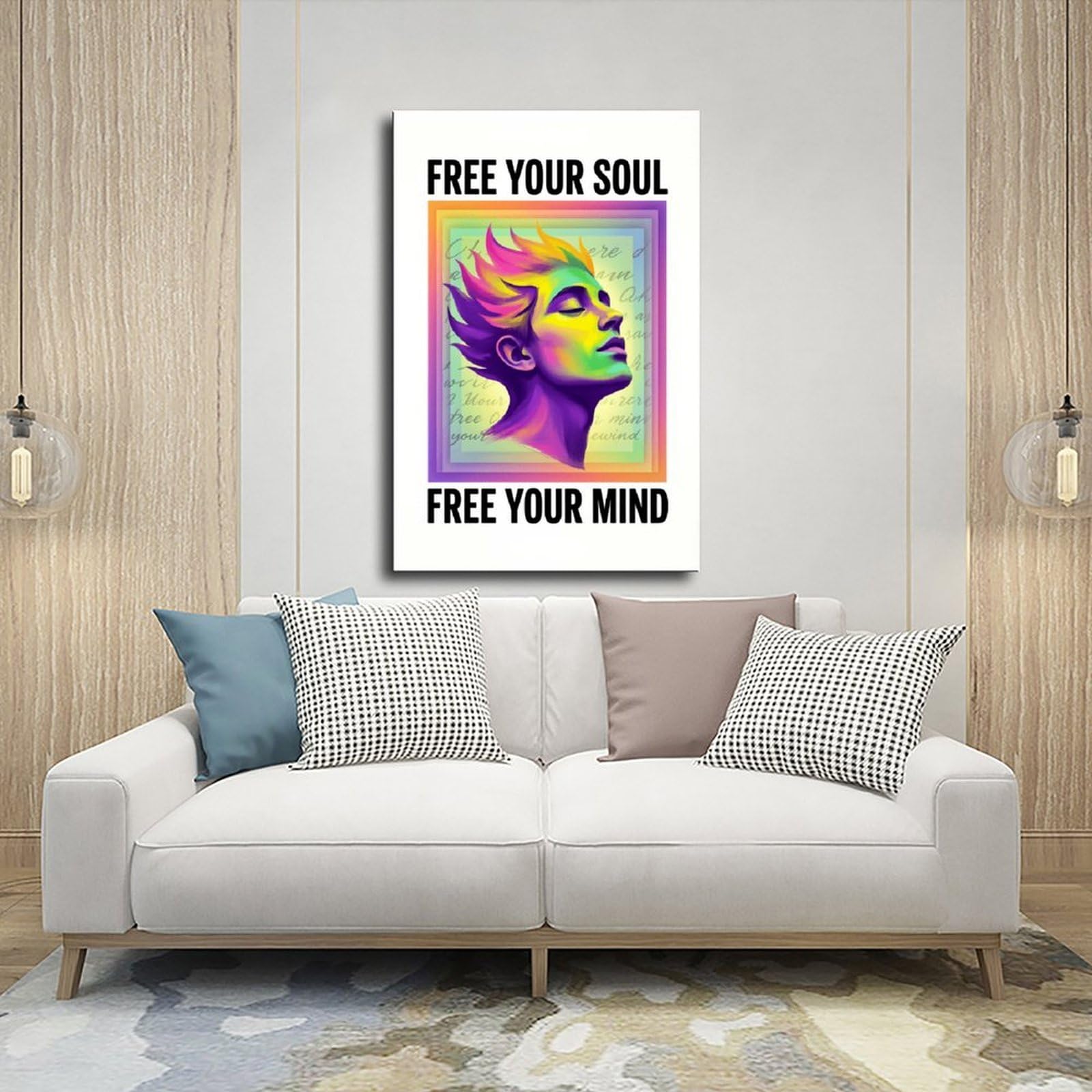 AYINUER Buntes abstraktes Portrait-Leinwand-Poster, Wandkunst, Dekordruck, Gemälde für Wohnzimmer, Schlafzimmer, Dekoration, ungerahmt, Druck-Stil, 61 x 91,4 cm (L x B)