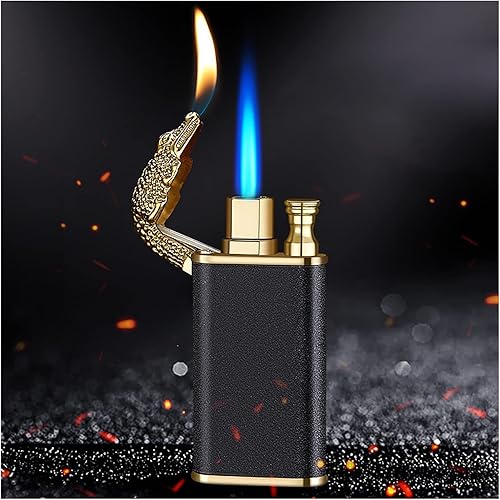 Encendedor de cocodrilo 2022, soplete de cocodrilo de doble fuego, resistente al viento, encendedores de butano con llama de chorro genial,