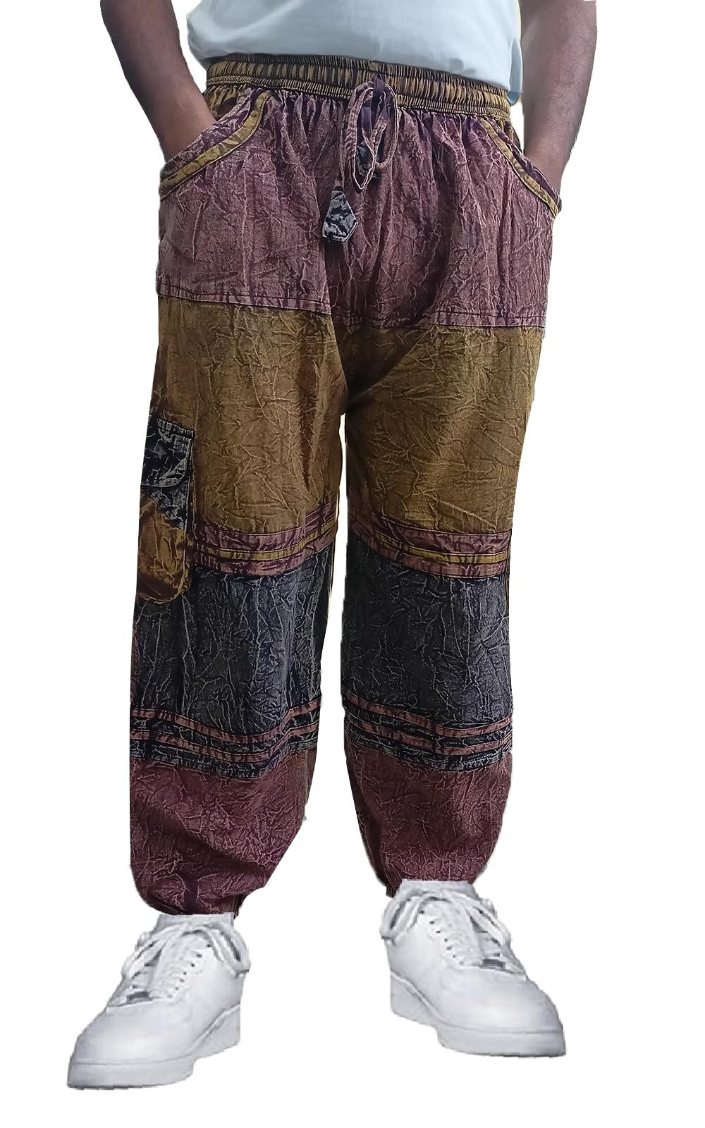 Shamika Multicolor Cotton Causal Pants for Men | for Women | Patchwork | Pockets | Yoga Trousers | Hippie | Loose Pants | Losse Trouser | Causal Trouser-picture-40