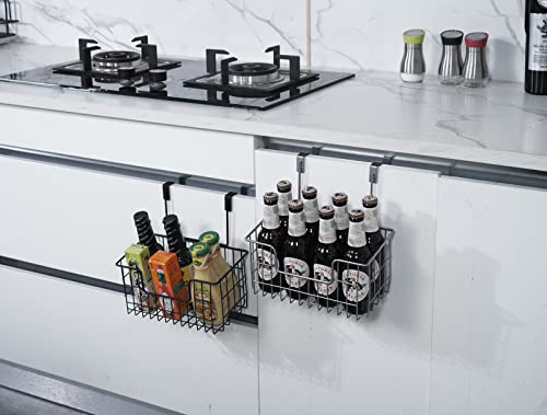 Junchu Cherry 2 Pack The Cabinet Door Organizer,Hanging Wall Mount Storage Wire Basket, Grid Storage Basket For Kitchen,Cabinet,Bathroom,Pantry,Black #TOP3