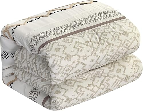 Miniatura 8 de Grand Avenue Lujoso juego de edredón bohemio de 7 piezas, tamaño California King, color beige, bordado, ropa de cama de microfibra de primera