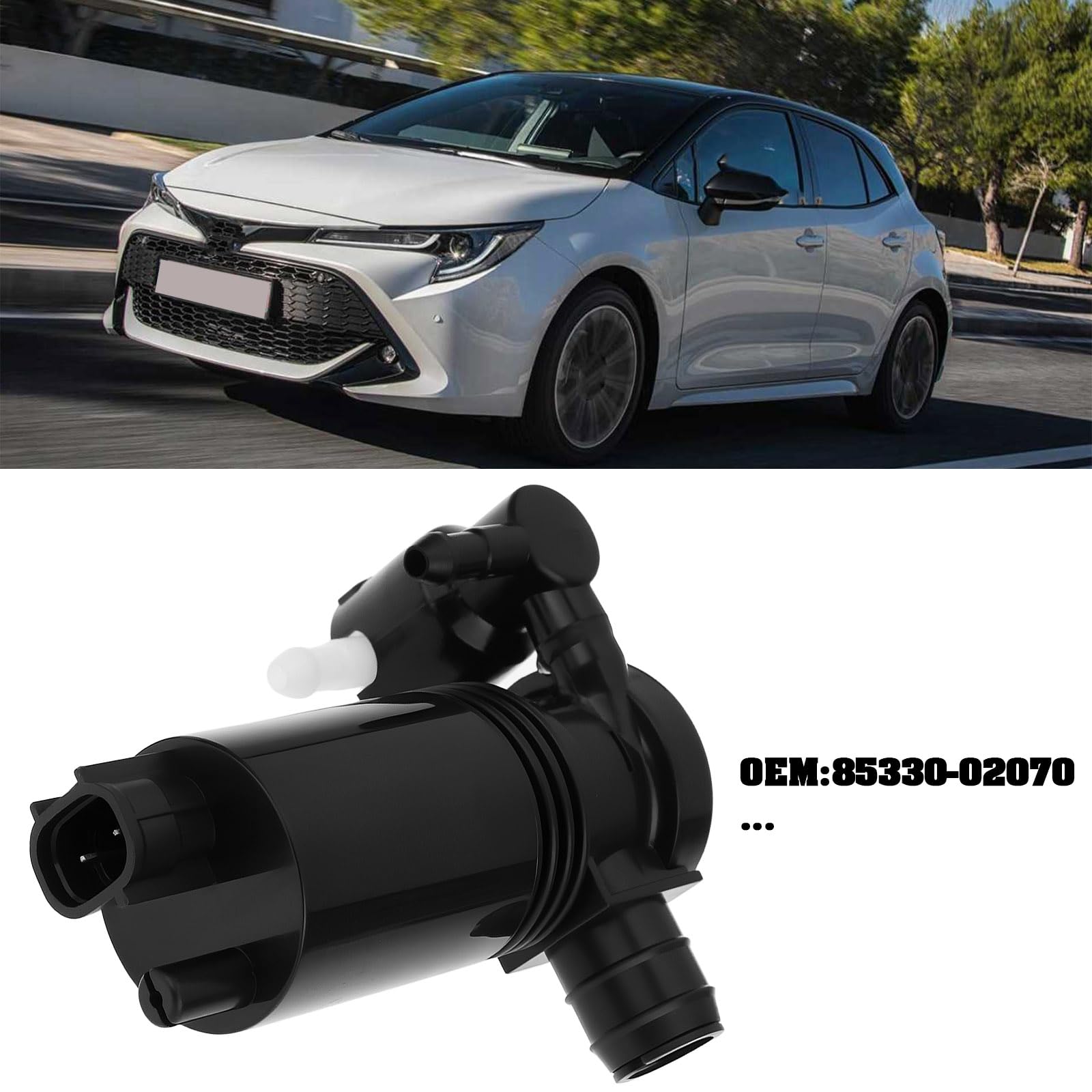 ECSiNG Pompa spryskiwacza przedniej szyby kompatybilna z Toyota Corolla Hybrid Mk12 2019-2024 silnik natryskowy przedniej szyby 85330-02070