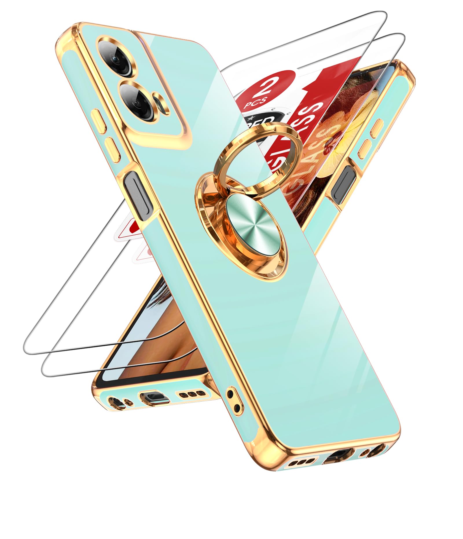 LeYi for Moto G-5G-2024 Case: (𝐍𝐨𝐭 𝐟𝐢𝐭 𝐆 𝐒𝐭𝐲𝐥𝐮𝐬 𝟐𝟎𝟐𝟒) with 2 Pack Tempered Glass Screen Protector and 360° Rotatable Ring Holder