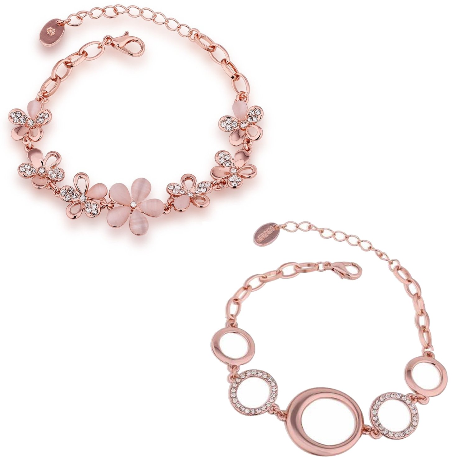 Om Jewells Combo Of Two Rose Gold Plated Flower Delicate Bracelets For Girls And Women CO1000049 (B073V2YZ32) Amazon Price History, Amazon Price Tracker