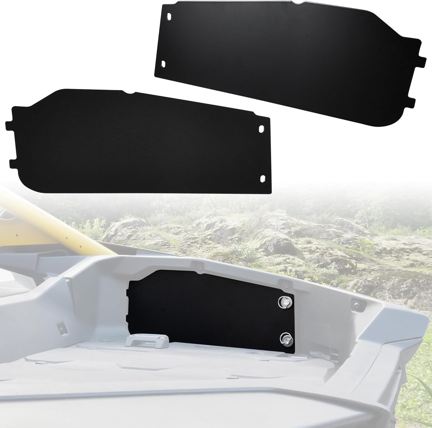 SAUTVS One Pair Aluminum Bed Side Doors Kit Storage Guards Rear Bed Box Cover Panels for Can-Am Maverick R MAX X RS 2024+ Models Accessories; Replace OEM #715009154