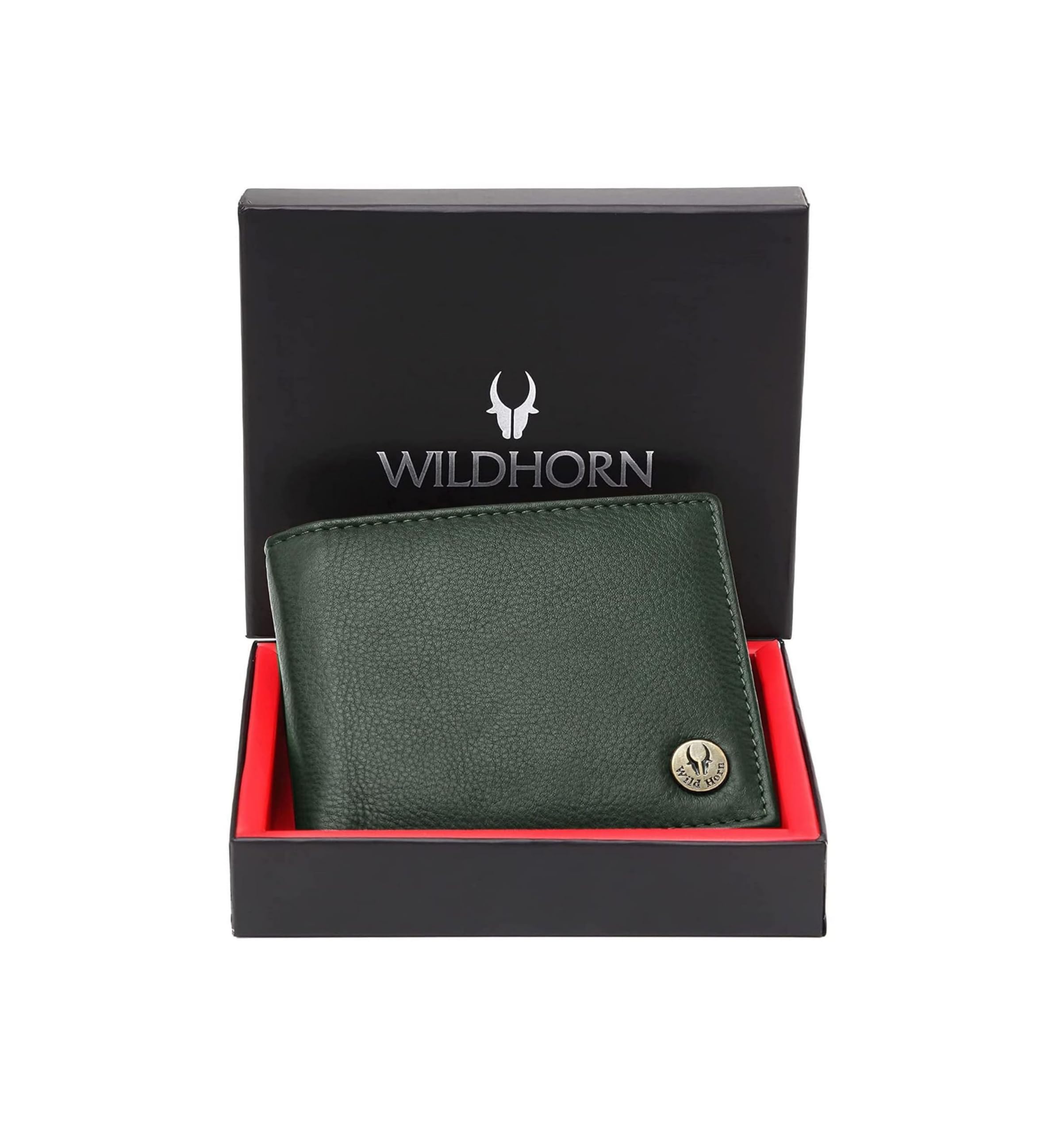 WildHorn Green Leather Wallet I Minimalist Mens Wallet, Green New Nappa