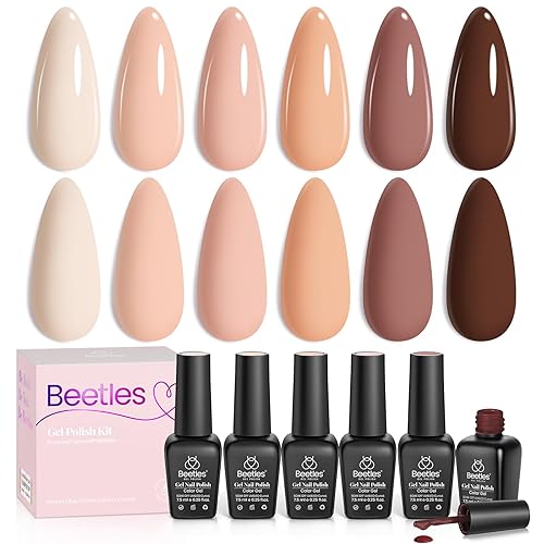 Miniatura 1 de Beetles Gel Polish Kit de 6 esmaltes populares de gel nude para todas las estaciones tonos de piel rosa marrón neutro kit de esmalte de uñas de gel