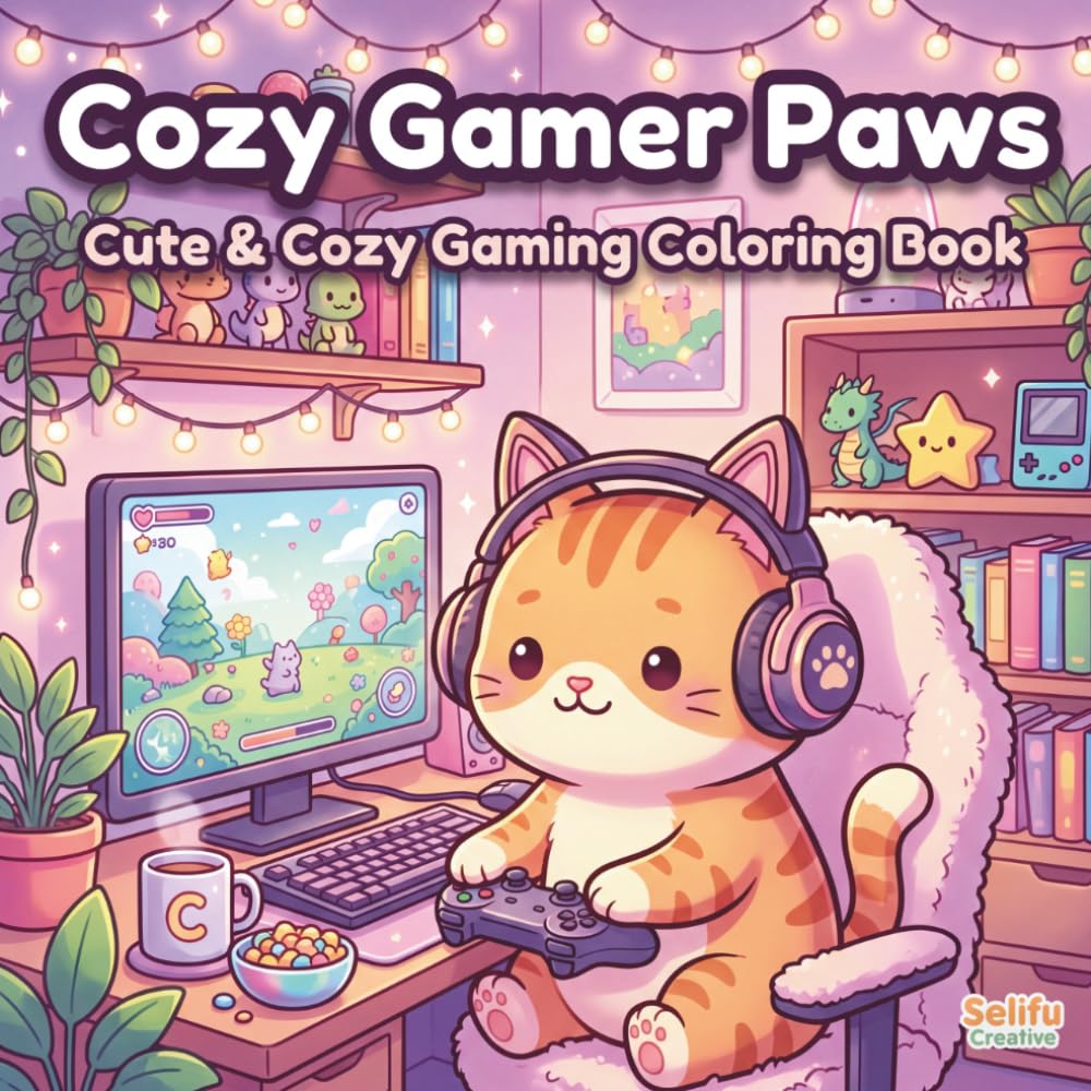 Kawaii Gamer Coloring Book: Cozy Gamer Paws | 40 PDF Printable Style Pages for Stress Relief and Lofi Aesthetic Lovers: Cute Animals Gaming, Retro ... Cozy Moments: Hygge Life Coloring Books)