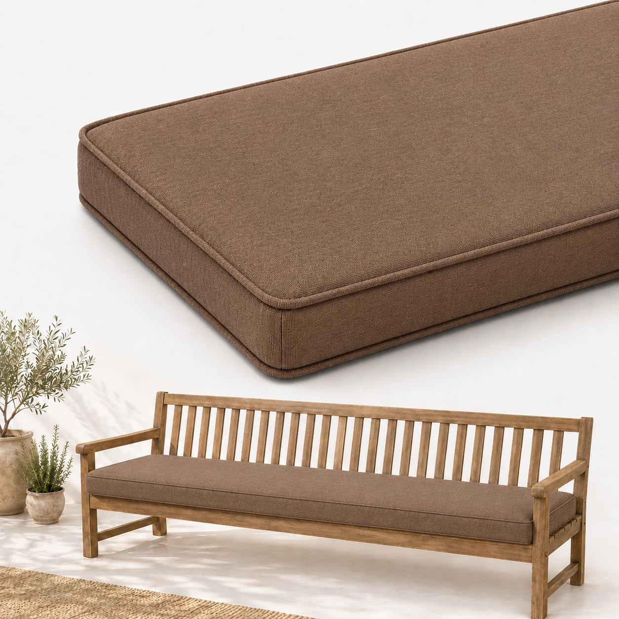 AZMAHT Linen Bench Cushion Indoor - Comfort Seat Pad for Dining Bench Window