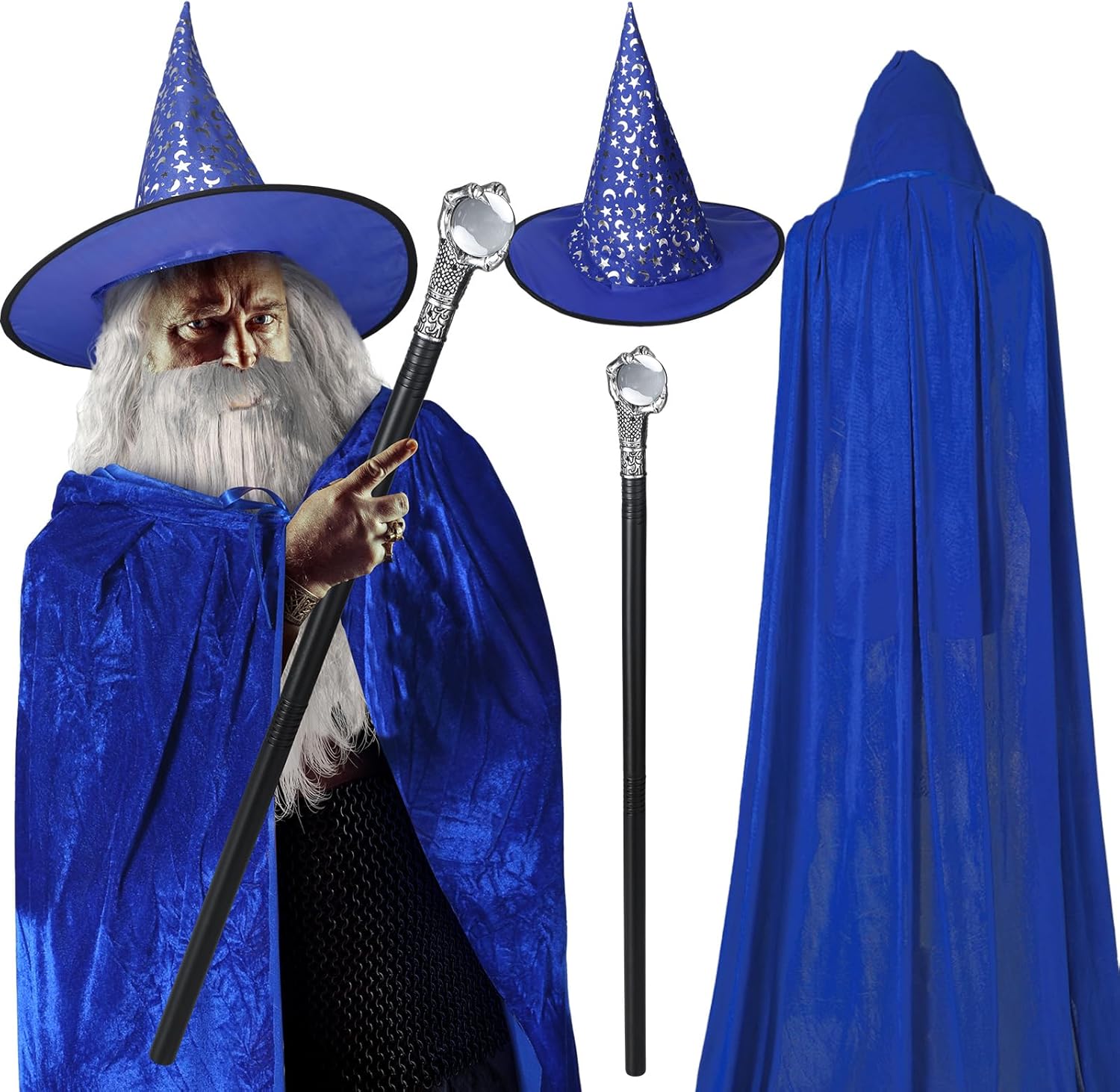 Hicarer - Brandclub - Hicarer 4 Pcs Halloween Wizard Costume