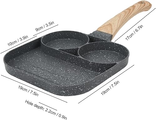 Miniatura 8 de Egg Frying Pan, Pancake Pan With Lid Nonstick 3 Section Fried Egg Pan Aluminium Alloy Cooker For Breakfast, Suitable For Gas Stove Induction Cooker,