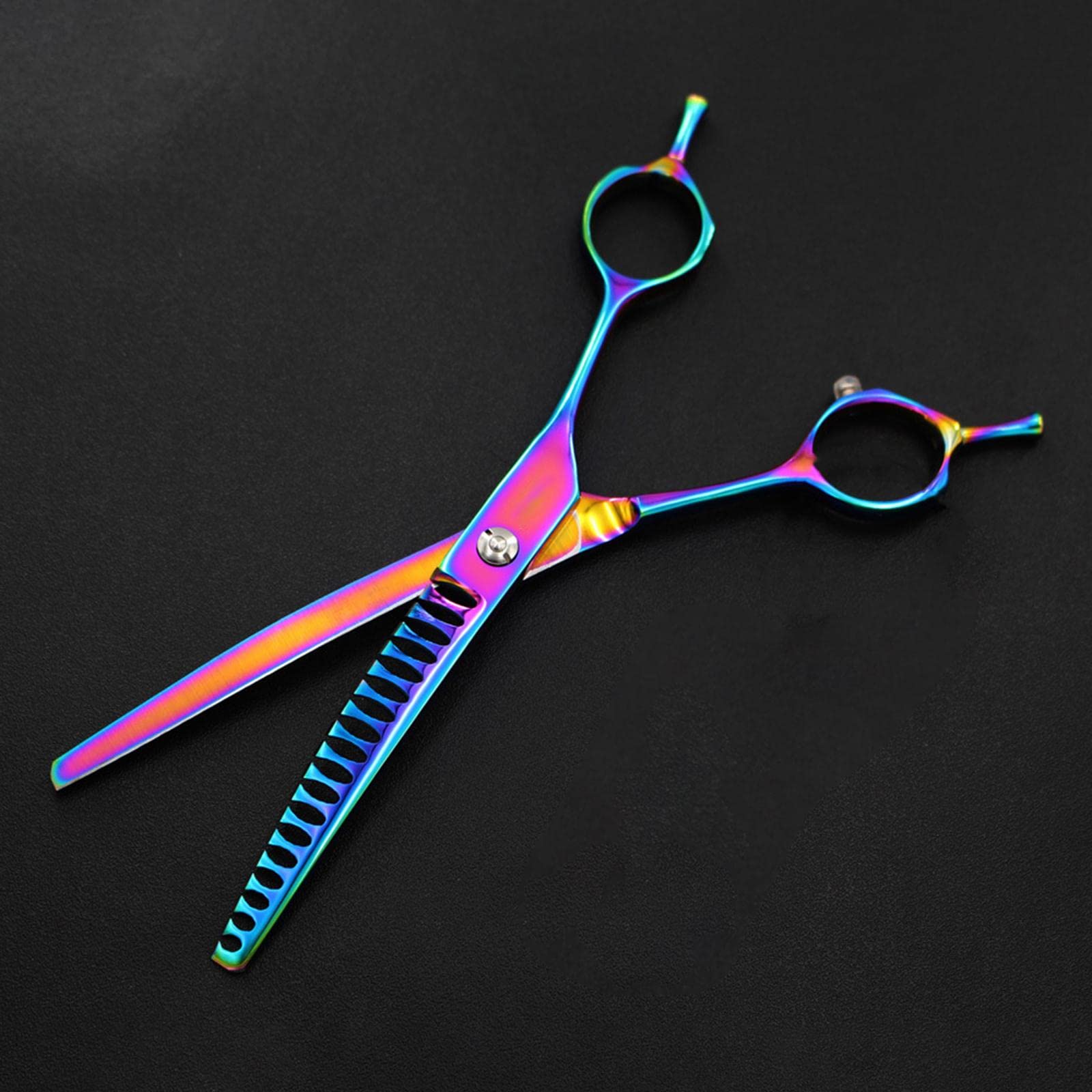 Curved Chunker Schere Haustier Schneideschere Hund Ausdünnungsschere Edelstahl Fellpflegewerkzeug Katzen Trimmwerkzeug für Kinder Männer Zuhause Salon, 6,5 Zoll