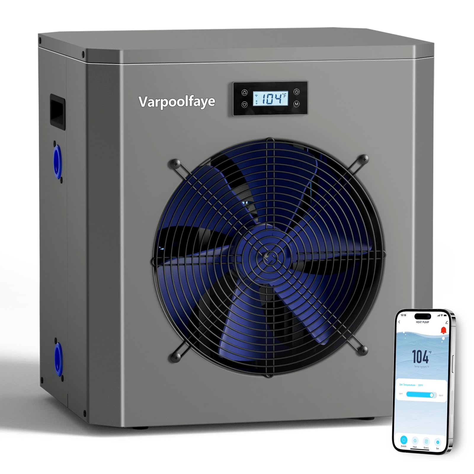 16000BTU Swimming Pool Heat Pump, 5000 Gallon Electric Pool Heater Above and Inground Pool,WiFi App Control, Heating or Cooling Pool Heater 120V/60Hz