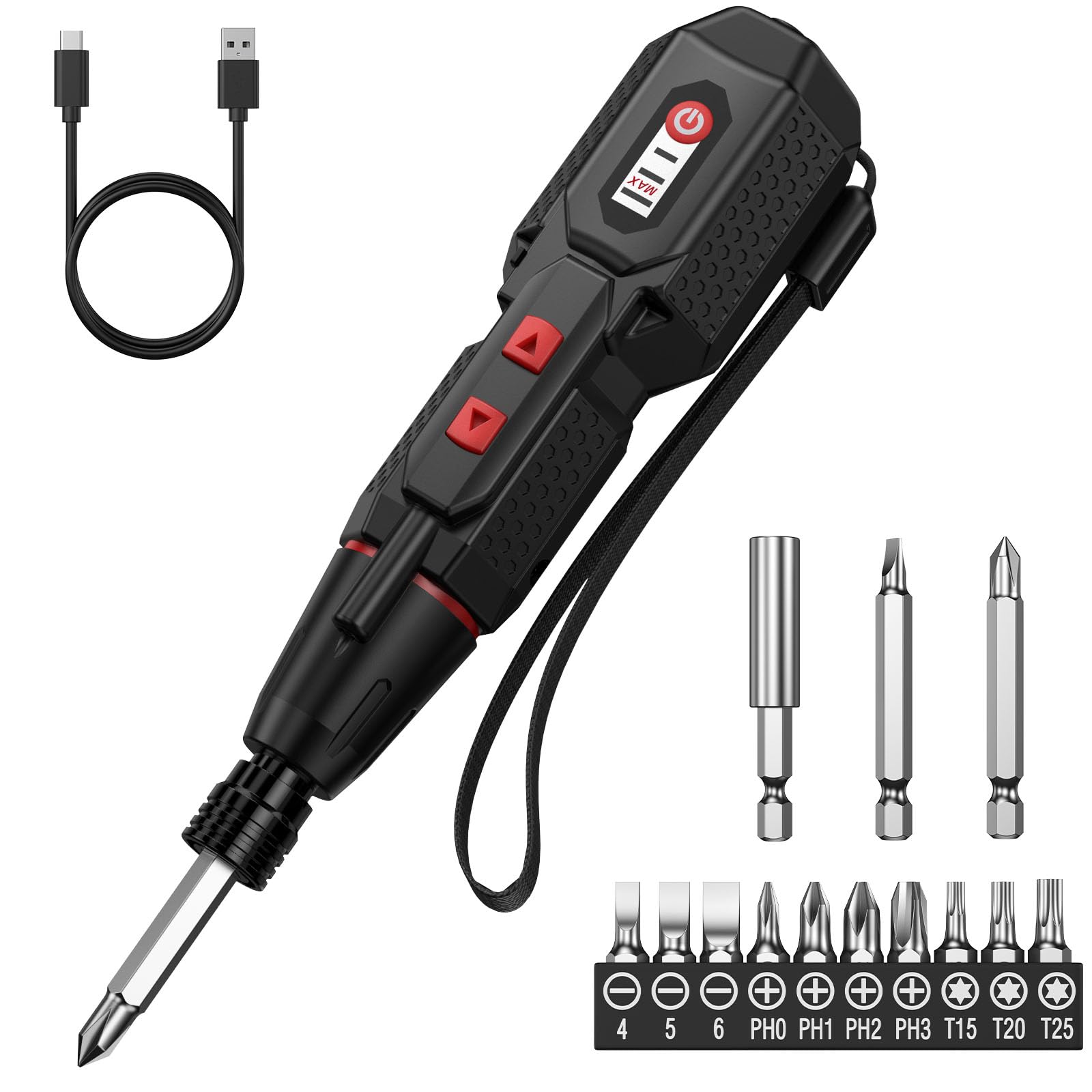 Upgraded 4 2V Electric Cordless Screwdriver Rechargeable Screwdriver Set with 13 Bits 3 Torque Settings 1600mAh Battery Dual