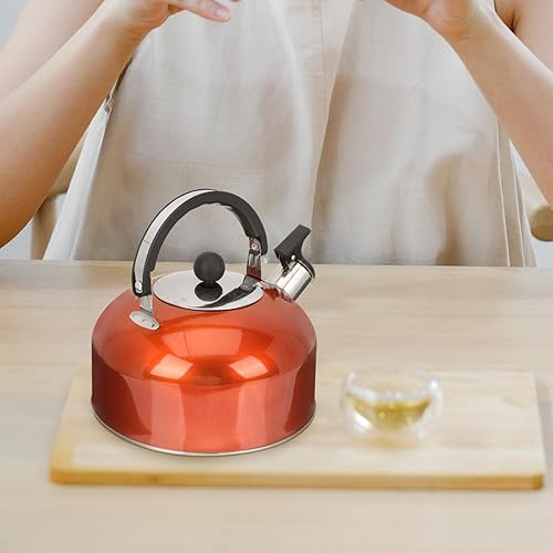 Miniatura 7 de UPKOCH Hervidor de té silbante, tetera de acero inoxidable, hervidor de agua con sonido fuerte, hervidor de agua de 1,8 l, con mango anticalor, para