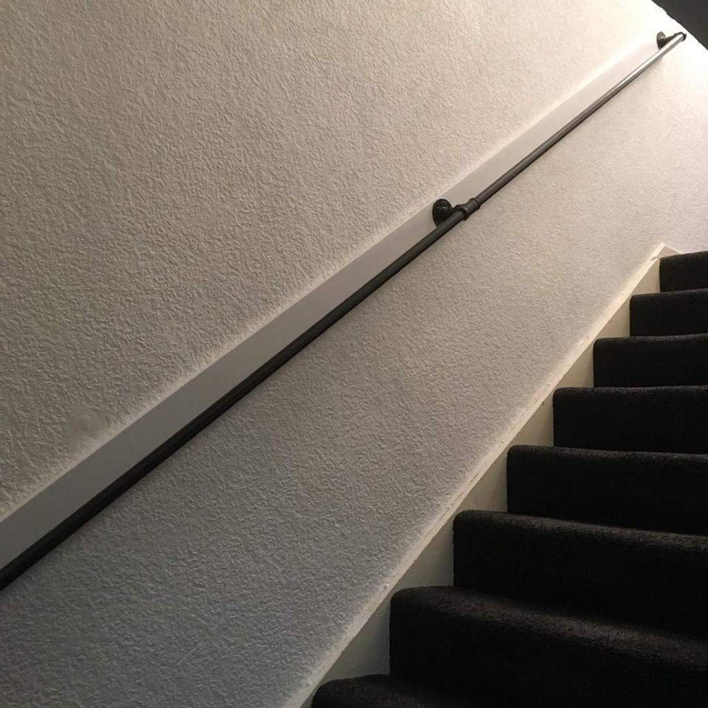 KHLMSRXJ Stair banister handrail 1ft-20ft Handrail for Disabled Outdoor Stairs Steps, Black Handrail Brackets for Staircases Exterior External, Stair Handrail Banister Railing Kit Hand Rail