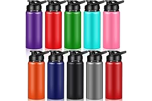 10x Reusable Aluminum Water Bottles - 20oz - Useable for Hiking, Camping,...