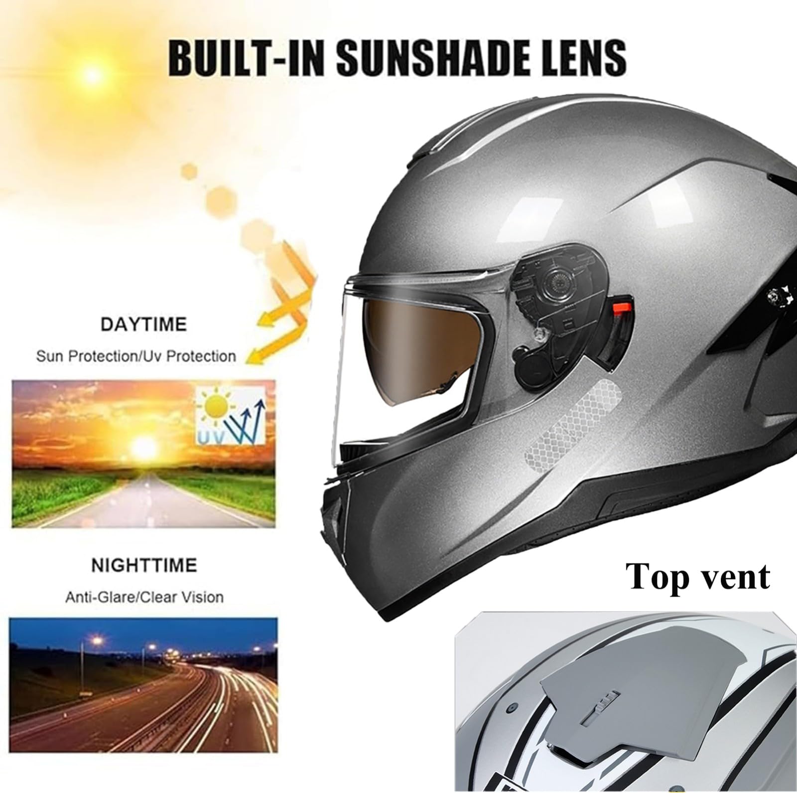 Integralny kask motocyklowy, kask typu crash, dla dorosłych mężczyzn i kobiet, integralny kask motocyklowy, do uprawiania sportu, dopuszczony do użytku drogowego, ECE 2205