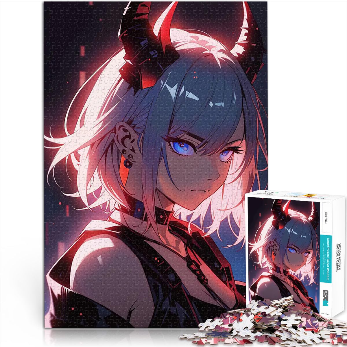 puzzles for adults 1000 pieces Demonic Anime Girl Anspruchsvoll, aber lustig und humorvoll Eltern-Kind-Interaktion38x26cm — image 1