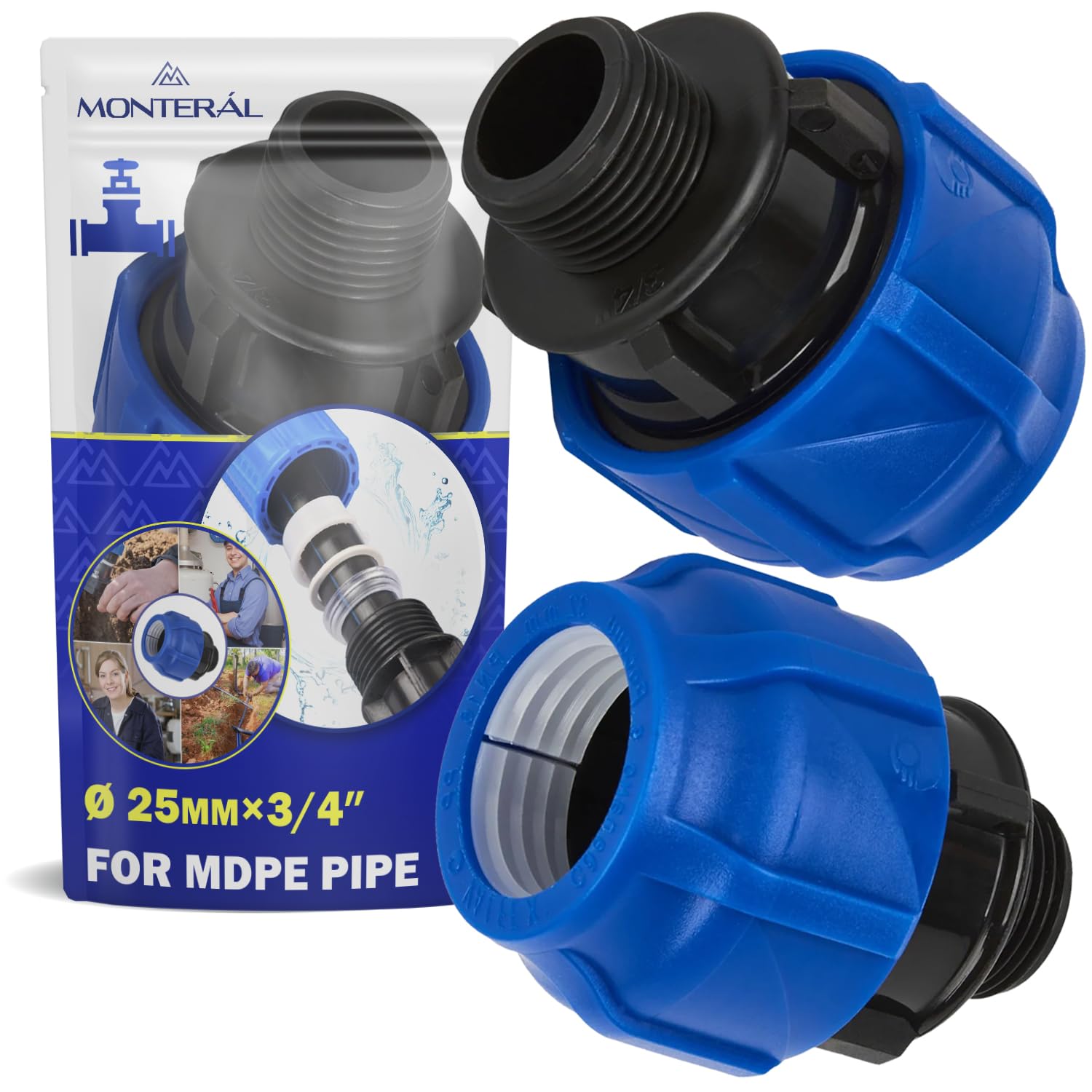 4 Raccordi A T Per Irrigazione 25mm Con Filetto G3/4 - Sourcingmap Per Tubi PE E PVC - 3