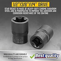 Vista 4 de Amartisan 14 PC E-Torx Star Socket Set/Rail, 1/4" 3/8" 1/2" Drive, E24 Juego de zócalos de par externo