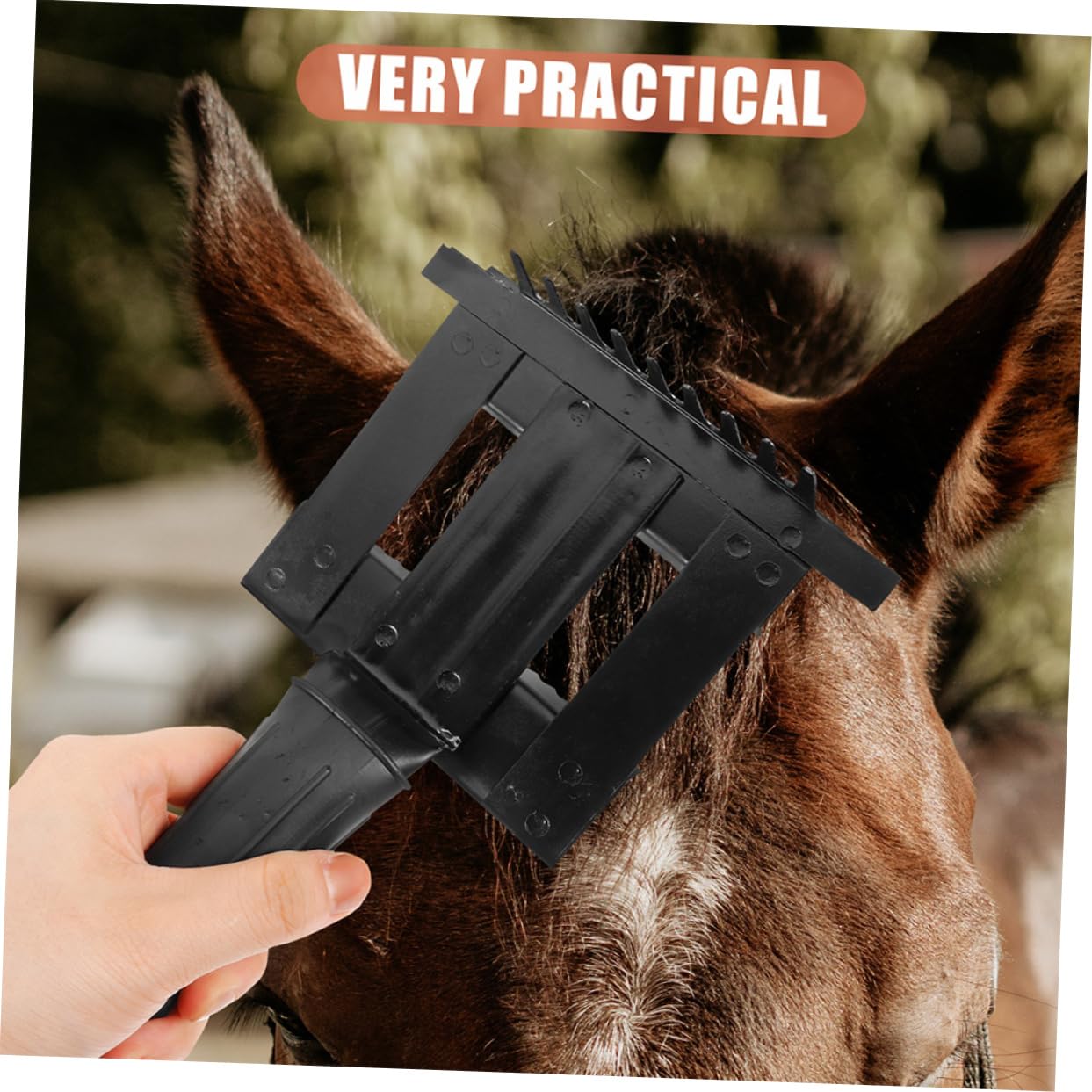 Cepillo de Limpieza para Caballos Mango Antideslizante 2 Piezas | Goma y Metal, Diseño Ergonómico, Negro, para Recorte Suave de Crin y Melena