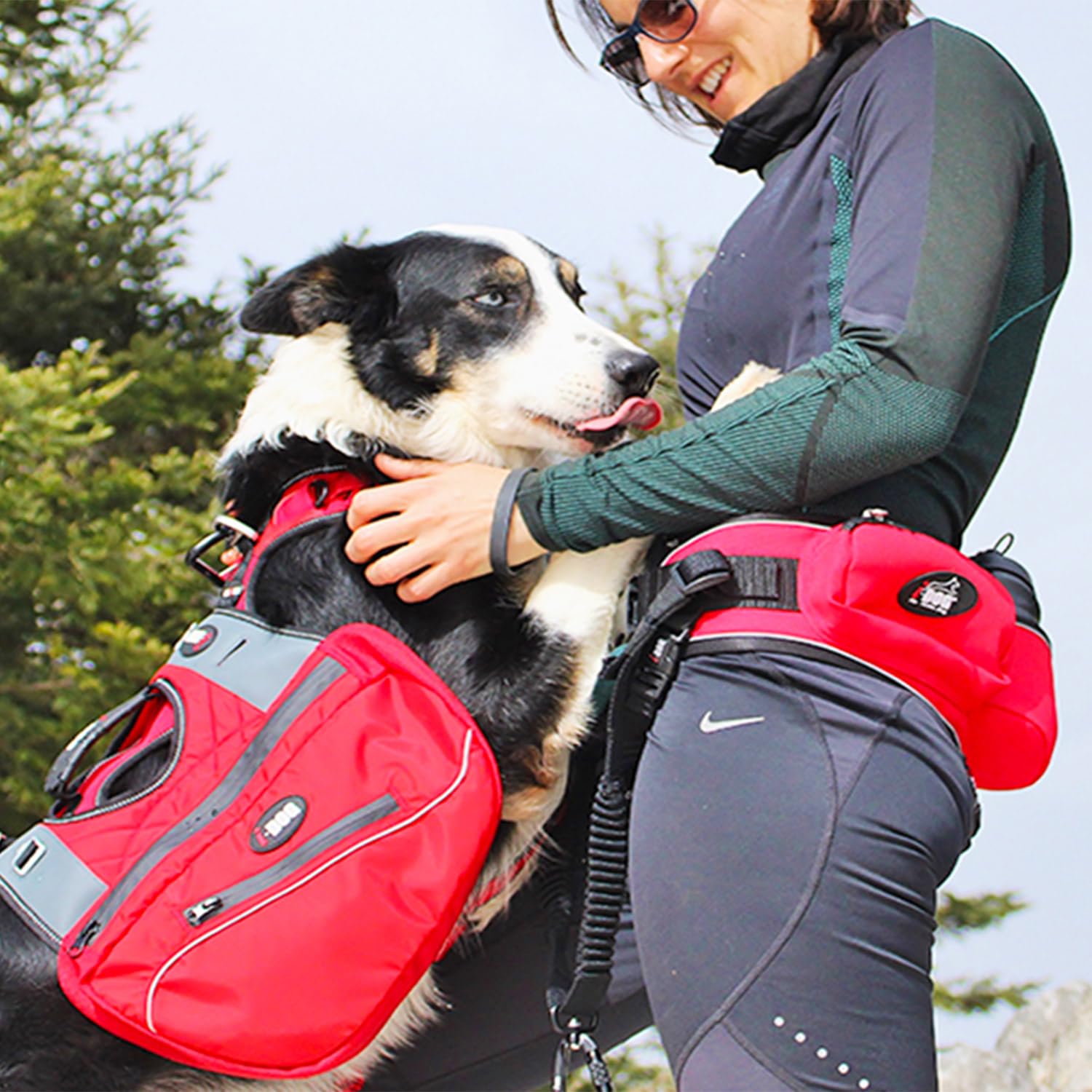 Baudrier Ceinture Confort Trek I-DOG (Marque Française) canicross, cani randonnée, cani Jogging, cani Trail, Utilisation Sportive ou Loisirs pour Courir avec Son Chien, Taille Unique - Rouge