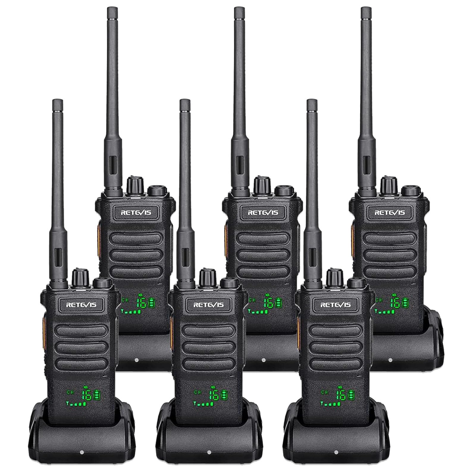 Retevis RT86 Long Range Walkie Talkies for Adults, High Power Professional 2 Way Radios, Heavy Duty Two Way Radios, Shatterproof Display, 2600mAh, for Commercial Construction Warehouse(6 Pack)